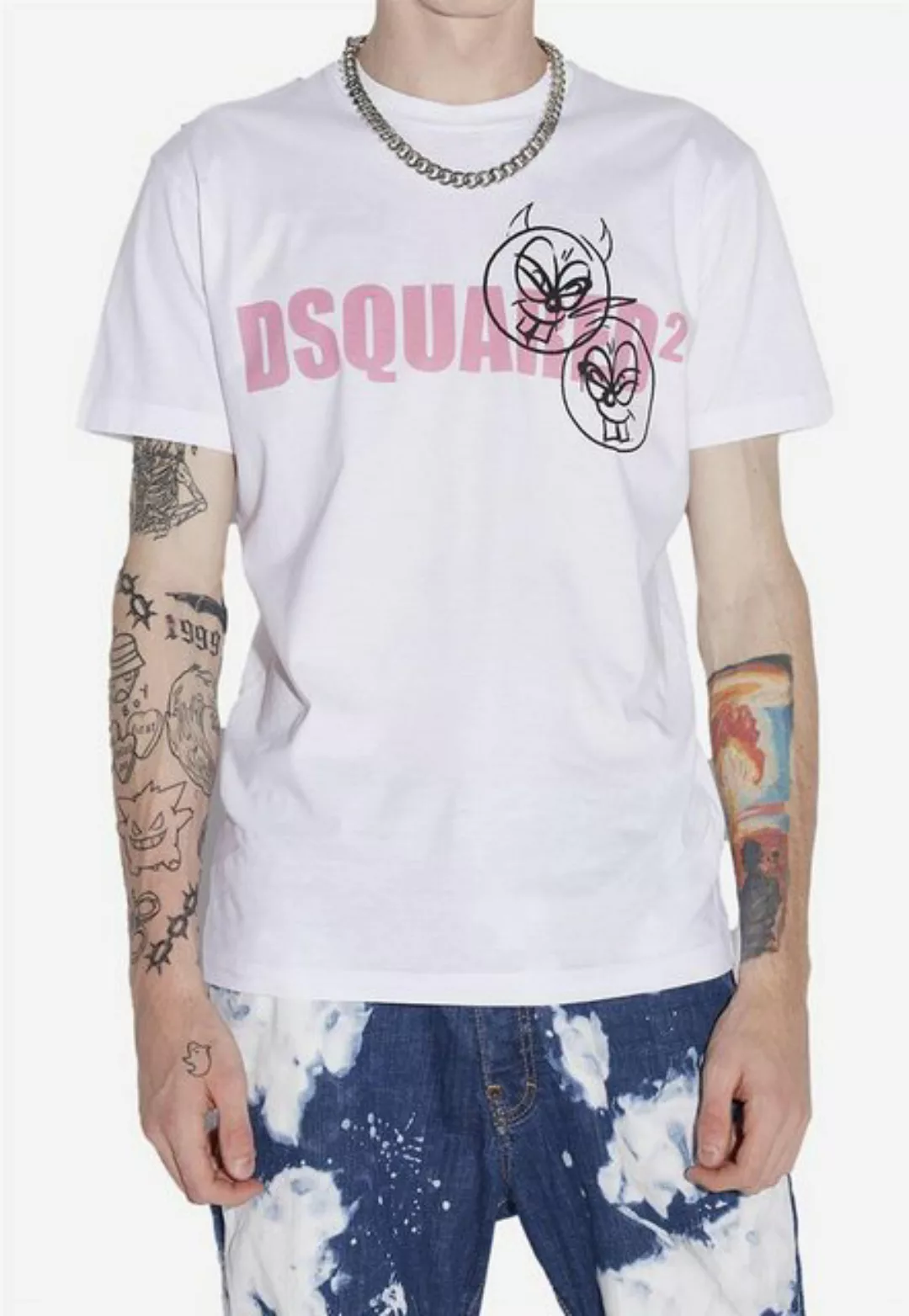 Dsquared2 Print-Shirt Dsquared2 Doodle Logo Face T-Shirt White günstig online kaufen