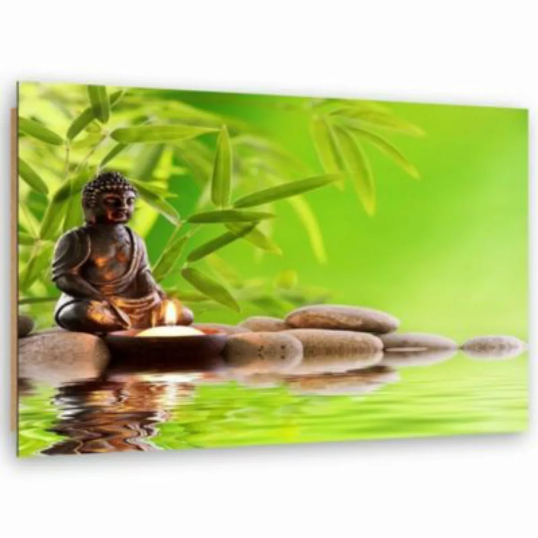 FEEBY® Kunst Budda auf dem grünen Hintergrund Leinwandbilder bunt Gr. 90 x günstig online kaufen