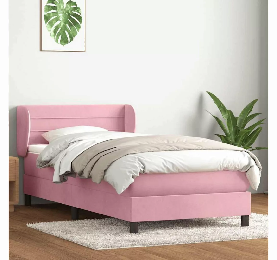 vidaXL Boxspringbett, Boxspringbett mit Matratze Rosa 80x210 cm Samt günstig online kaufen