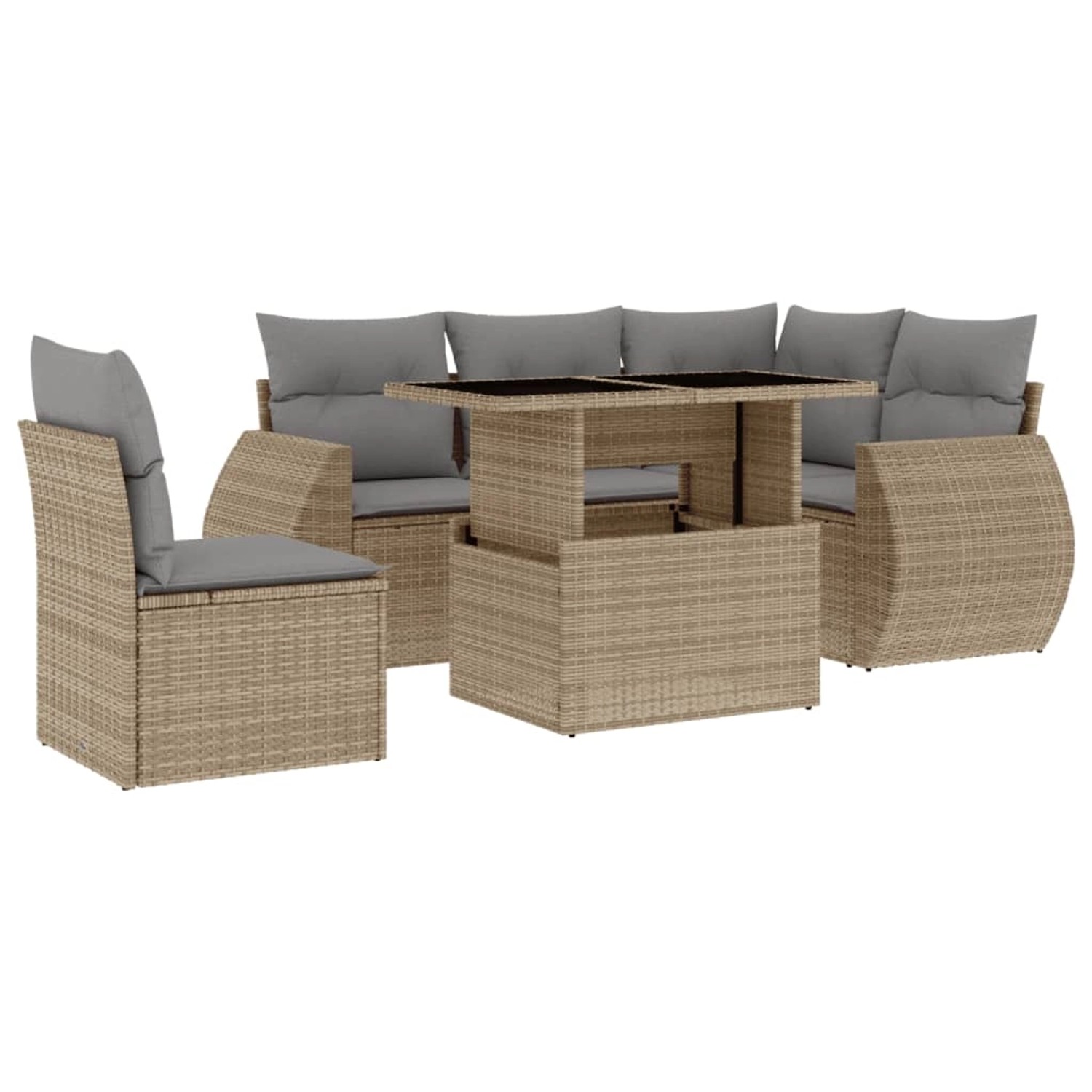 vidaXL 6-Tlg Garten-Sofagarnitur mit Kissen Beige Poly Rattan 3268539 günstig online kaufen