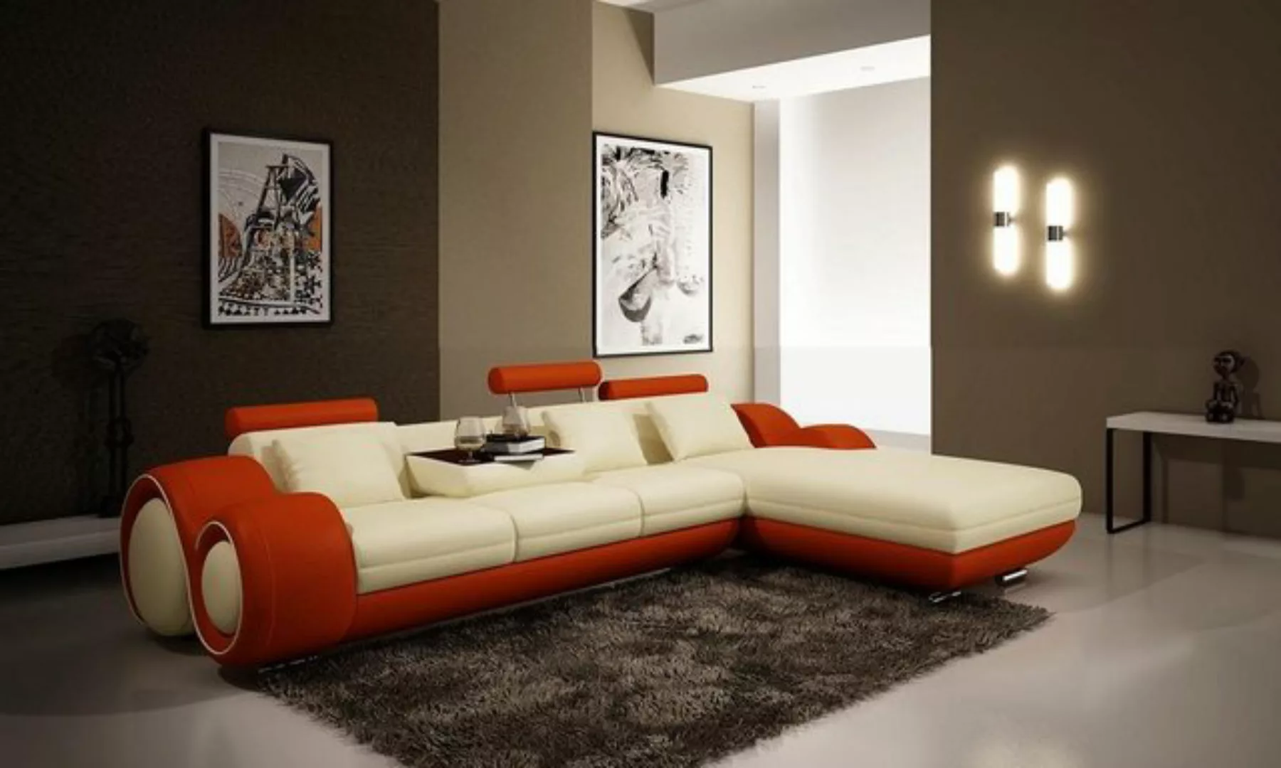 JVmoebel Ecksofa, Multifunktions Leder Sitz Polster Wohnzimmer Leder Sofa C günstig online kaufen