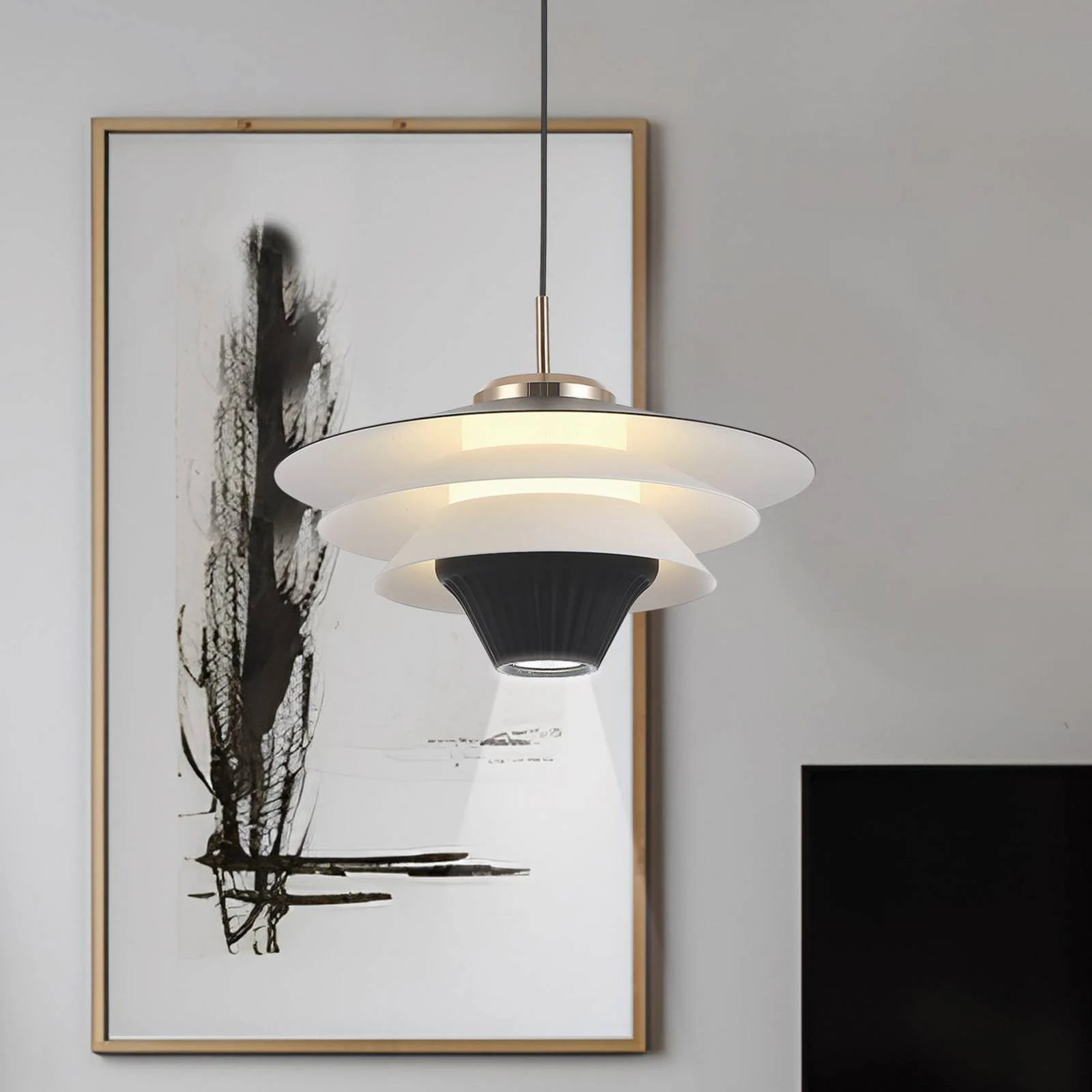 LED-Pendellampe Manley, schwarz/weiß, Ø 22 cm, Metall günstig online kaufen