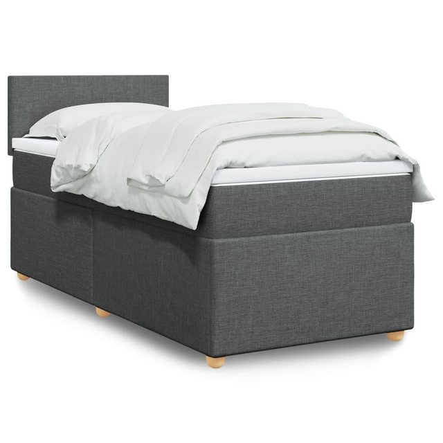 vidaXL Boxspringbett Boxspringbett mit Matratze Dunkelgrau 90x200 cm Stoff günstig online kaufen