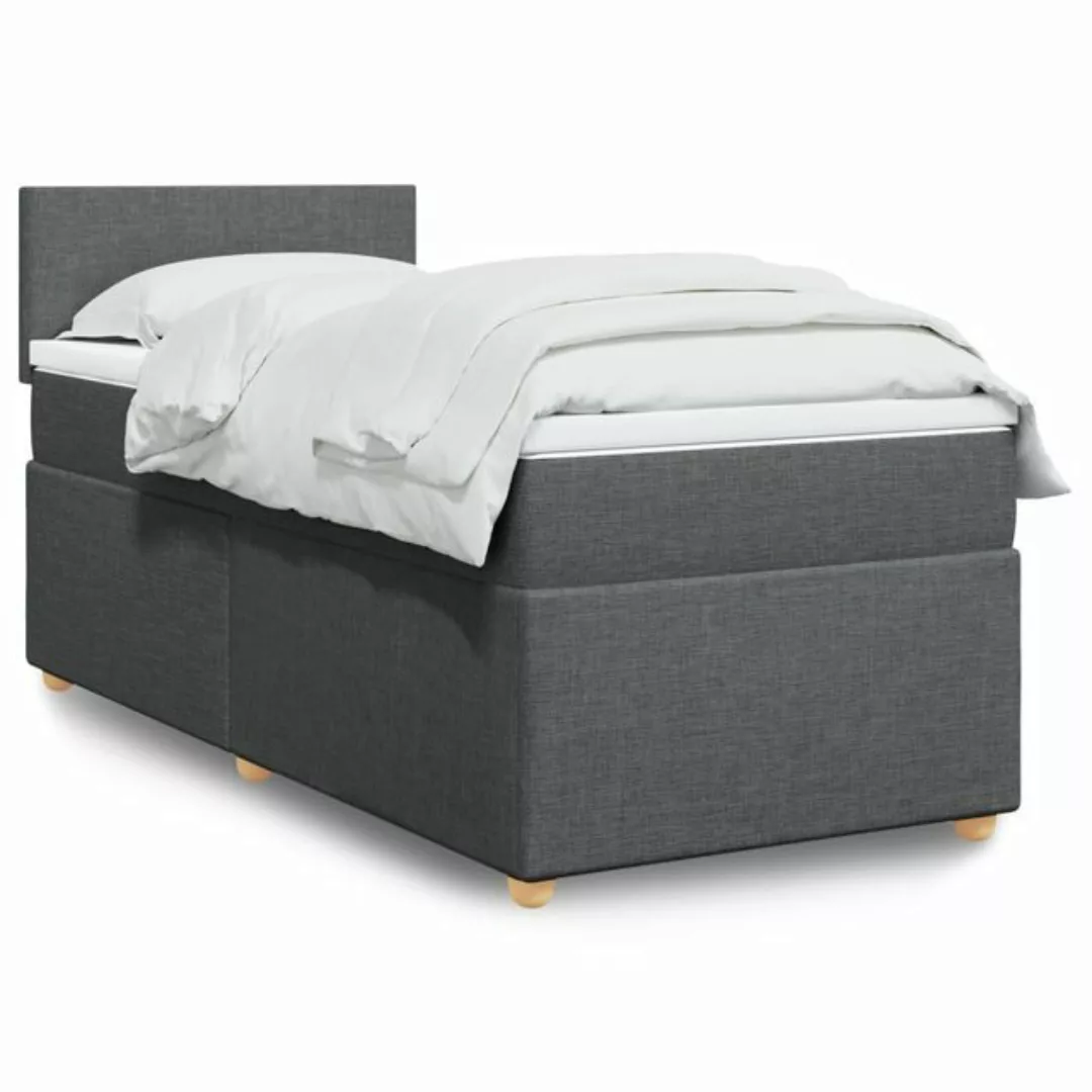 vidaXL Boxspringbett, Boxspringbett mit Matratze Dunkelgrau Stoff günstig online kaufen