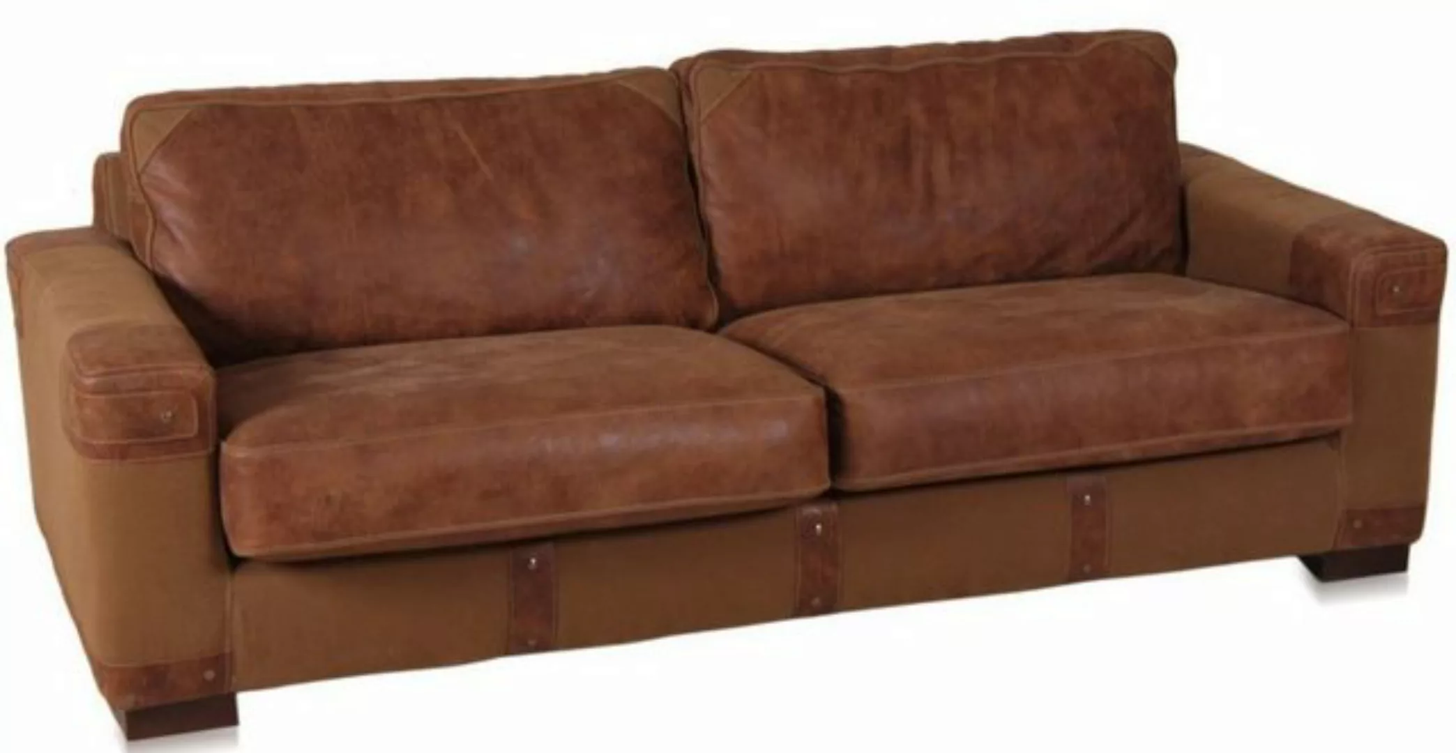 Casa Padrino Chesterfield-Sofa Chesterfield Echtleder Sofa Braun 212 cm x 9 günstig online kaufen