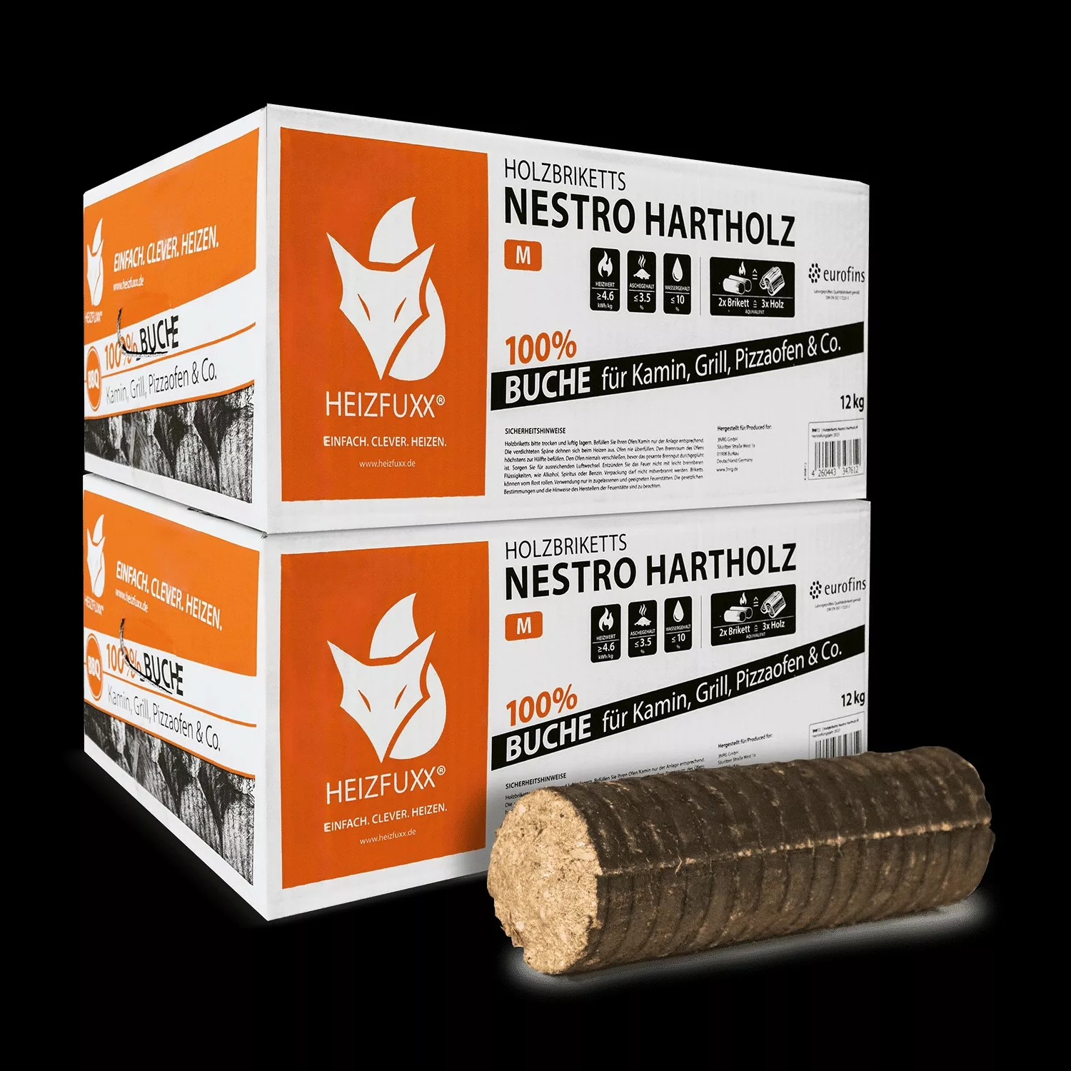 Heizfuxx Holzbriketts Nestro Hartholz m 12kg x 2 Karton 24kg günstig online kaufen