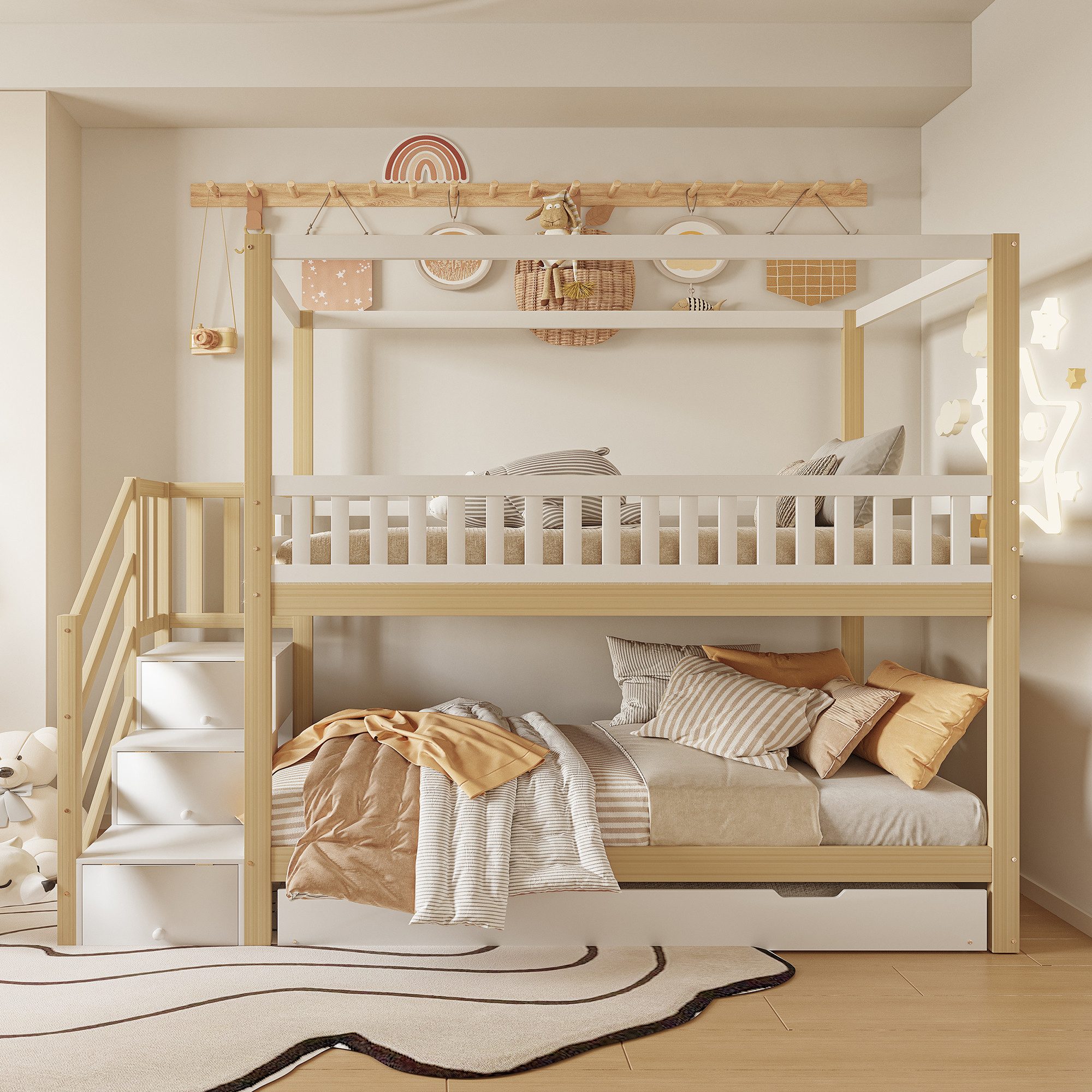 Flieks Etagenbett, Massivholz Kinderbett 90x200cm mit günstig online kaufen