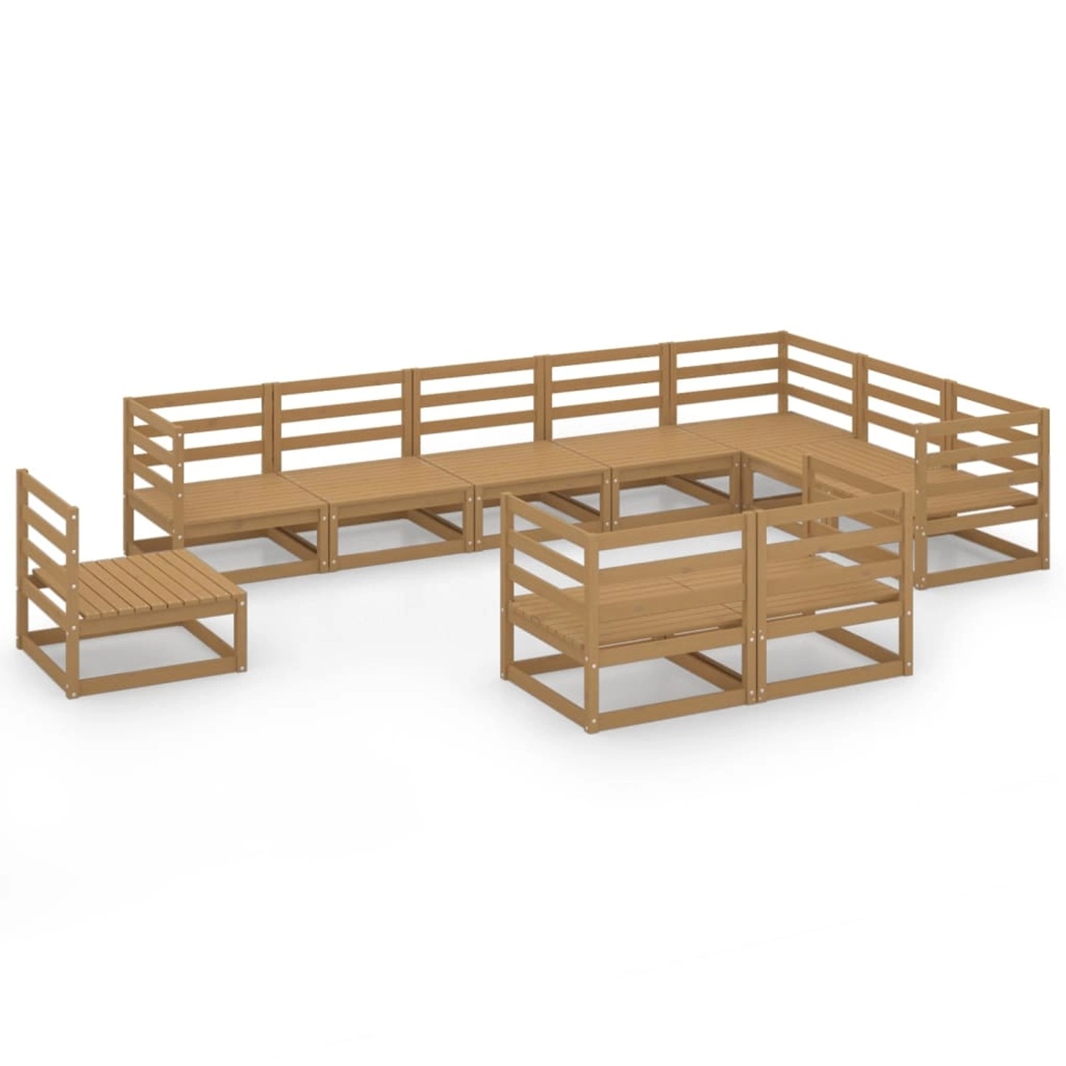 vidaXL 10-tlg Garten-Lounge-Set Honigbraun Massivholz Kiefer Modell 7 günstig online kaufen