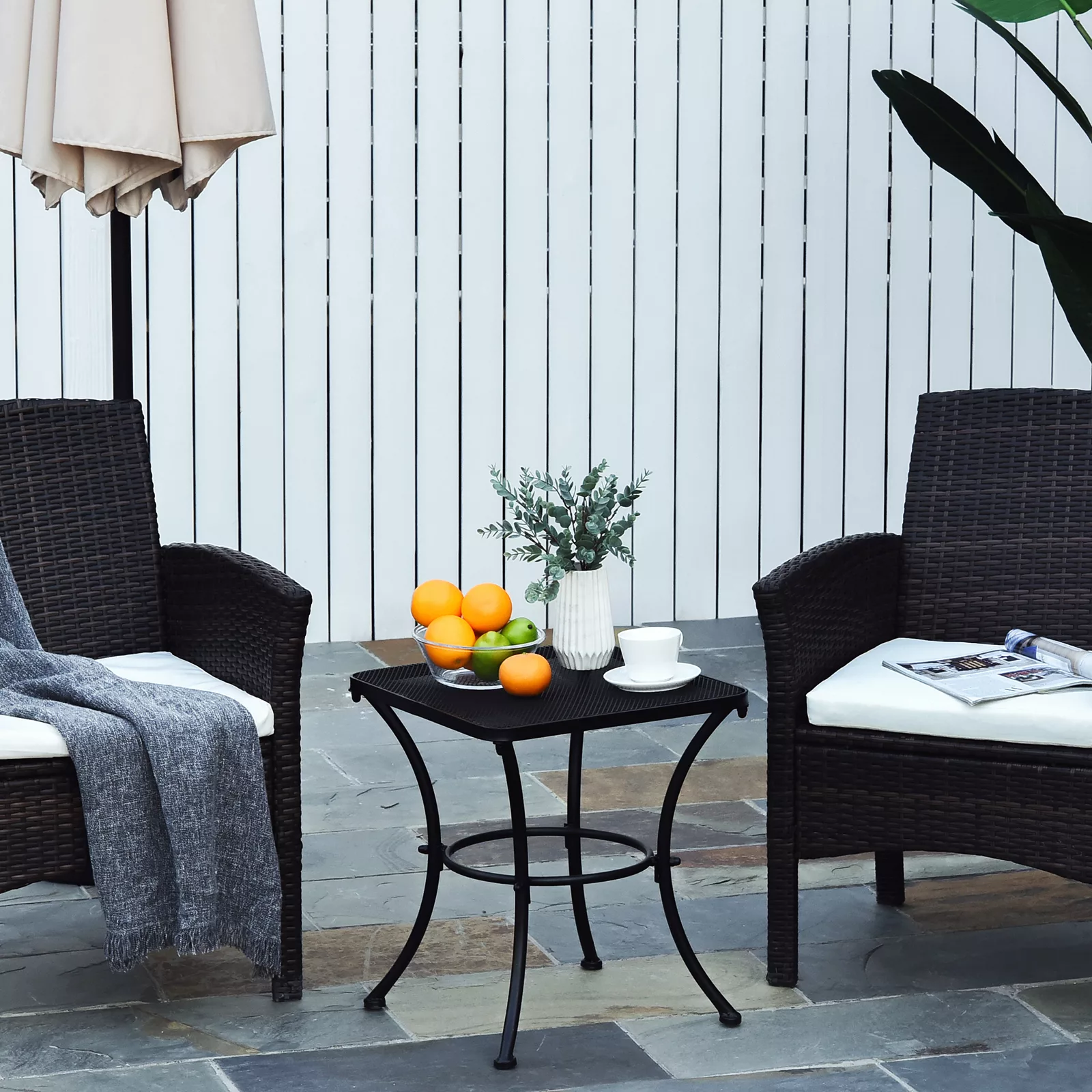 Outsunny Beistelltisch  Schwarzer Gartentisch, Balkontisch, Kaffeetisch aus günstig online kaufen