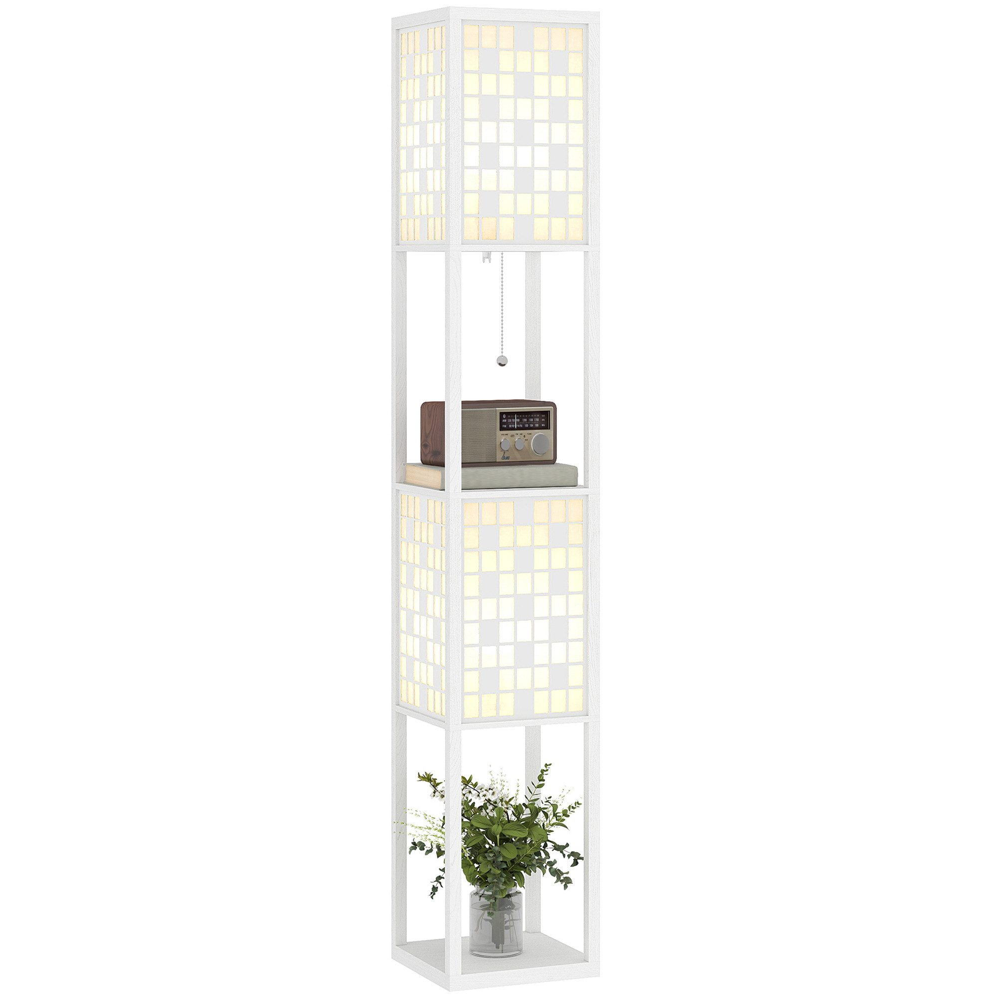 HOMCOM Stehlampe moderne Stehleuchte mit Regalen, günstig online kaufen