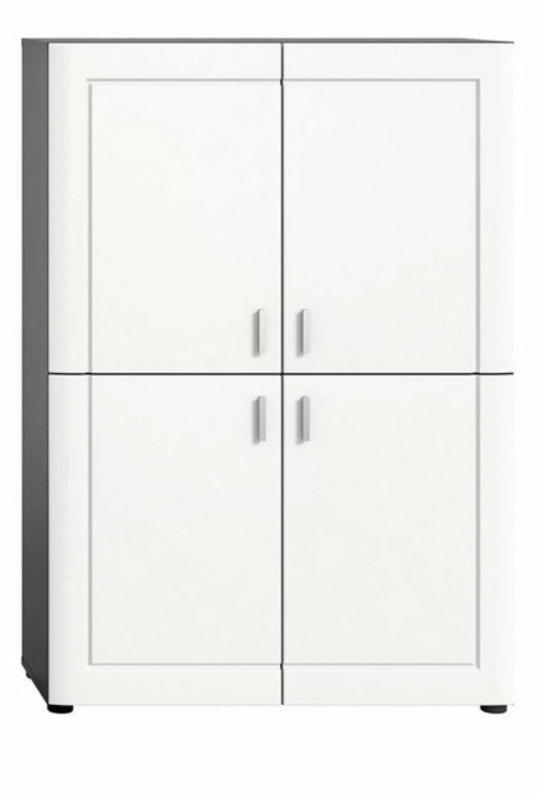 ebuy24 Vitrine Lago Vitrinenschrank 4 Türen matt weiß,grau. günstig online kaufen