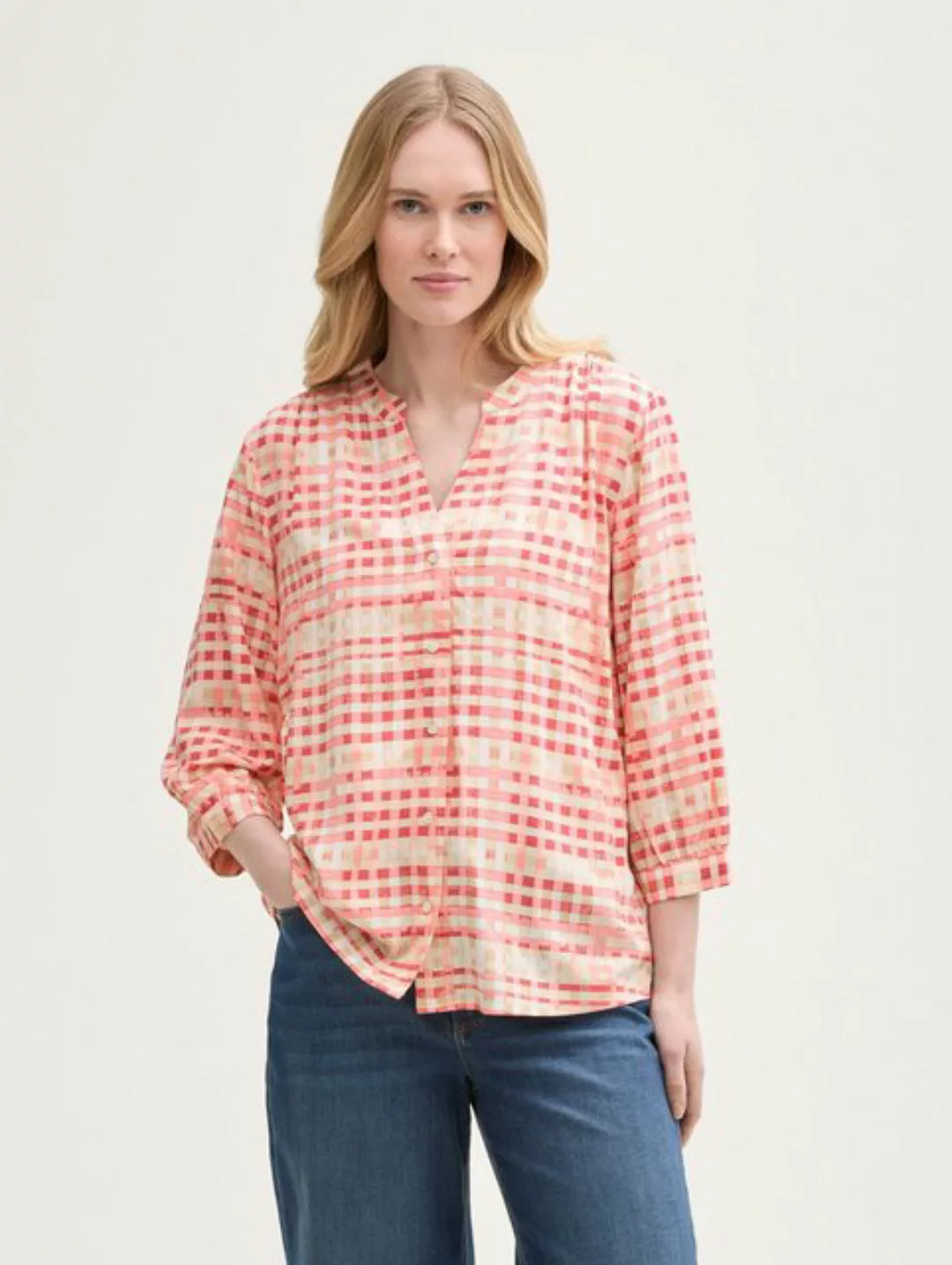 TOM TAILOR Blusentop blouse printed with pleats günstig online kaufen