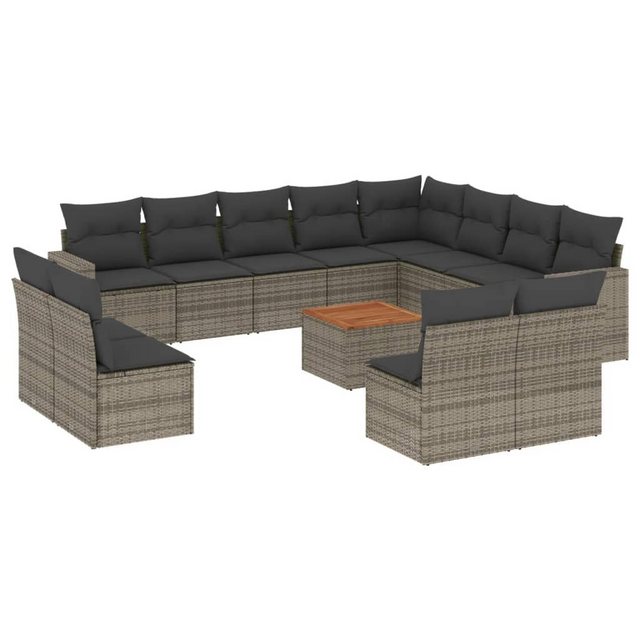 vidaXL Sofaelement 13-tlg. Garten-Sofagarnitur mit Kissen Grau Poly Rattan günstig online kaufen