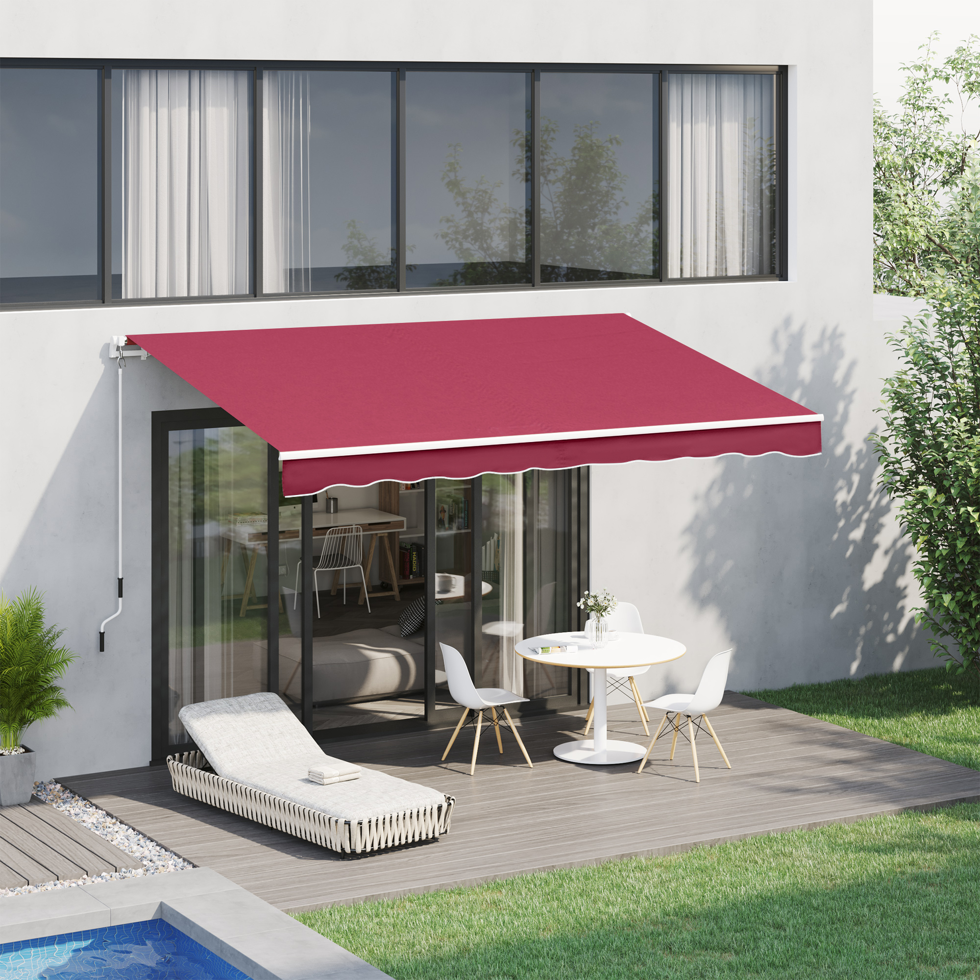 Outsunny Manuell einziehbare Markise aus Aluminium und wasserdichtem Polyes günstig online kaufen