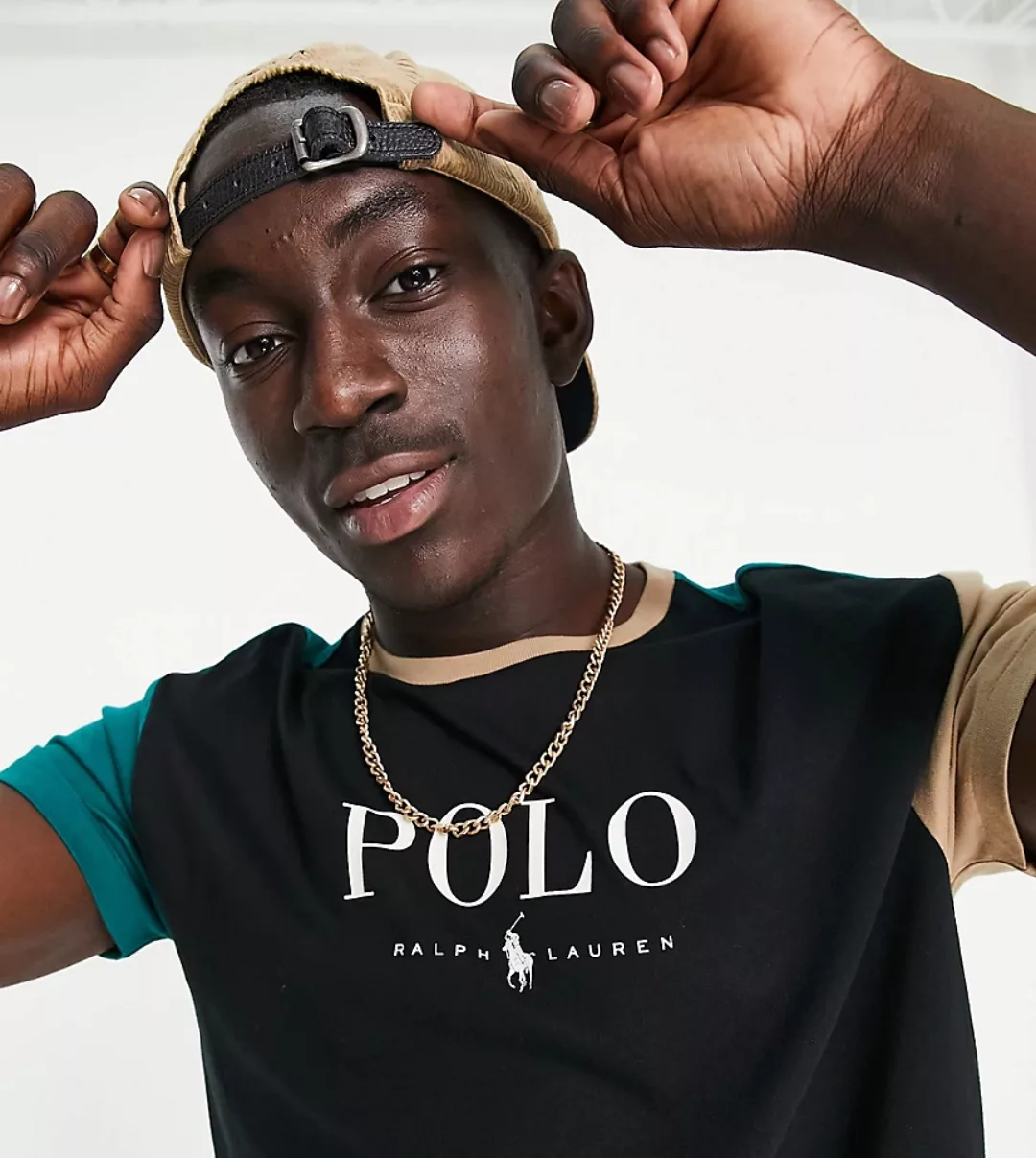 Polo Ralph Lauren x ASOS – Exclusive Collab – T-Shirt in Schwarz mit Ärmel günstig online kaufen