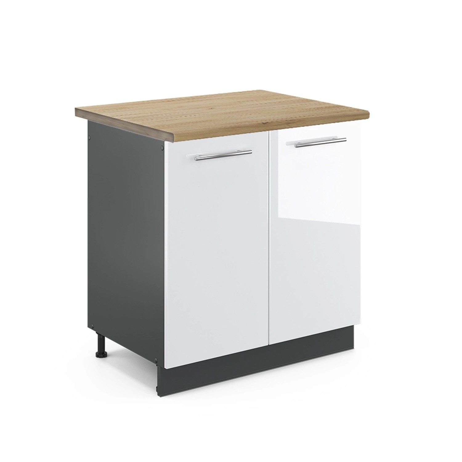 Vicco Spülenunterschrank Fame-Line Weiß Hochglanz/Anthrazit 80 cm AP Eiche günstig online kaufen