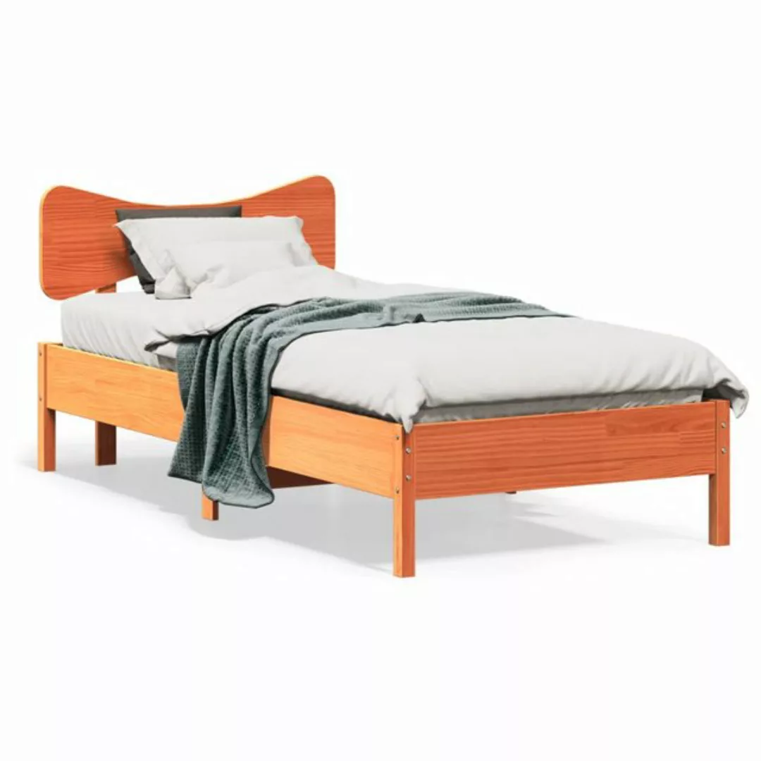 vidaXL Bett, Massivholzbett ohne Matratze Wachsbraun 90x190 cm Kiefernholz günstig online kaufen