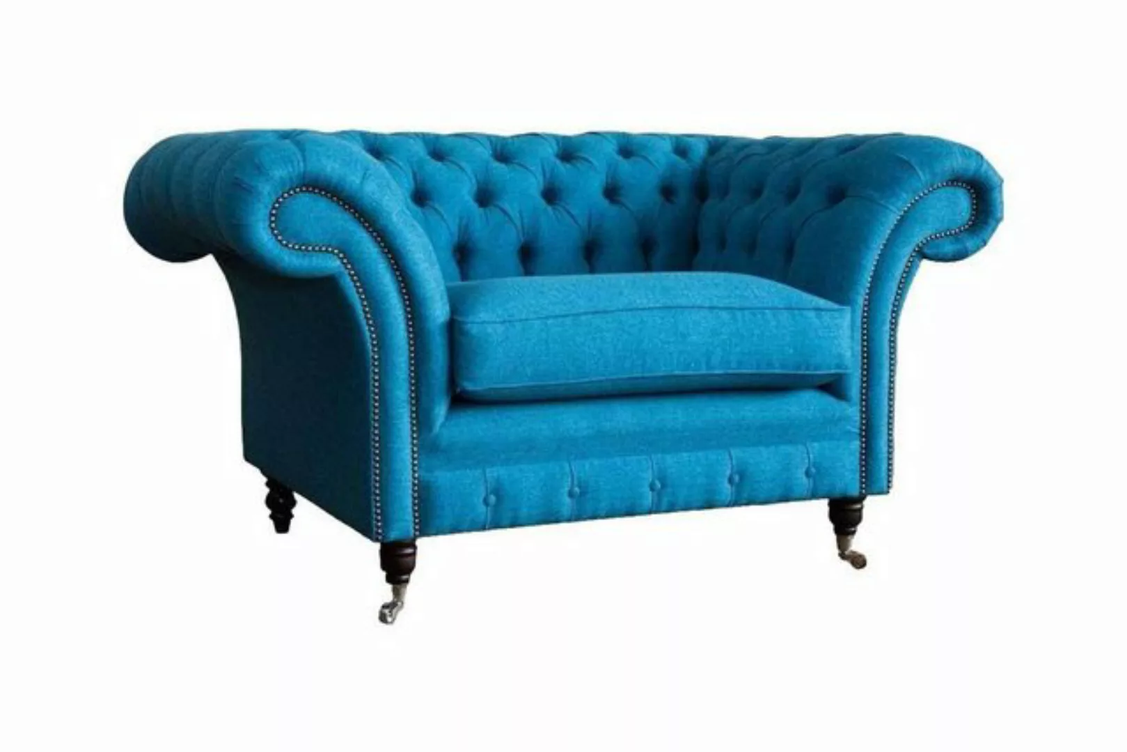 Xlmoebel Sofa Blauer Chesterfield Sessel Polster Couch 1,5 Sitzer Einzelsit günstig online kaufen