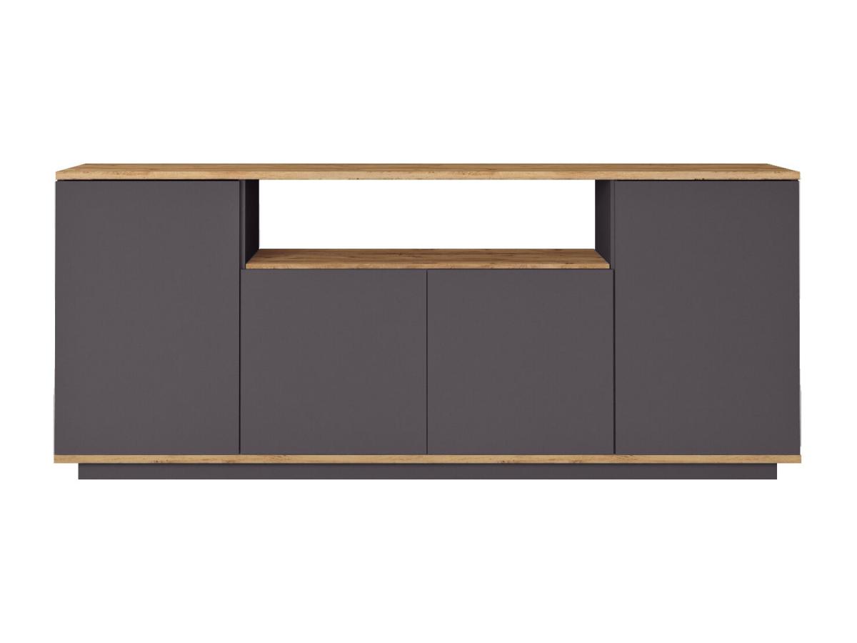 Sideboard mit 4 Türen & 1 Regal - Anthrazit & Holzfarben - LOTULA günstig online kaufen