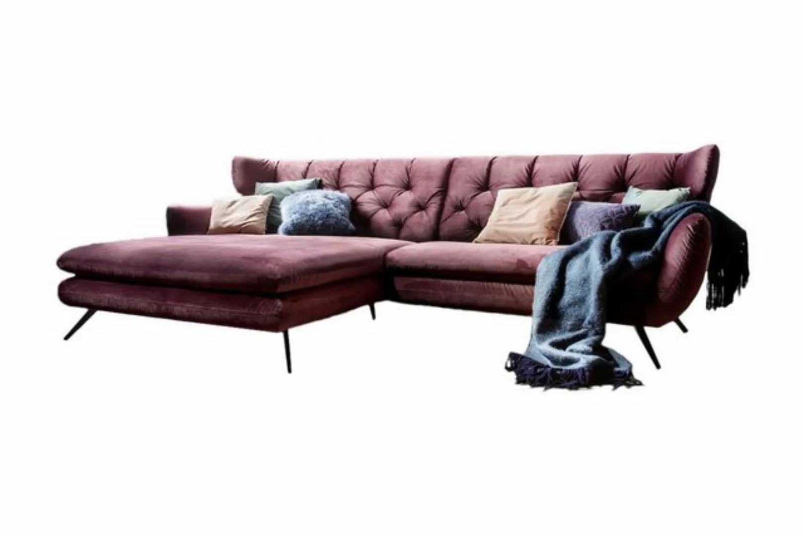 KAWOLA Ecksofa CHARME, Sofa, Longchair links od. rechts, Velvet purple günstig online kaufen