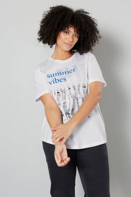 Sara Lindholm T-Shirt T-Shirt Classic Fit Print mit Schrift Rundhals günstig online kaufen