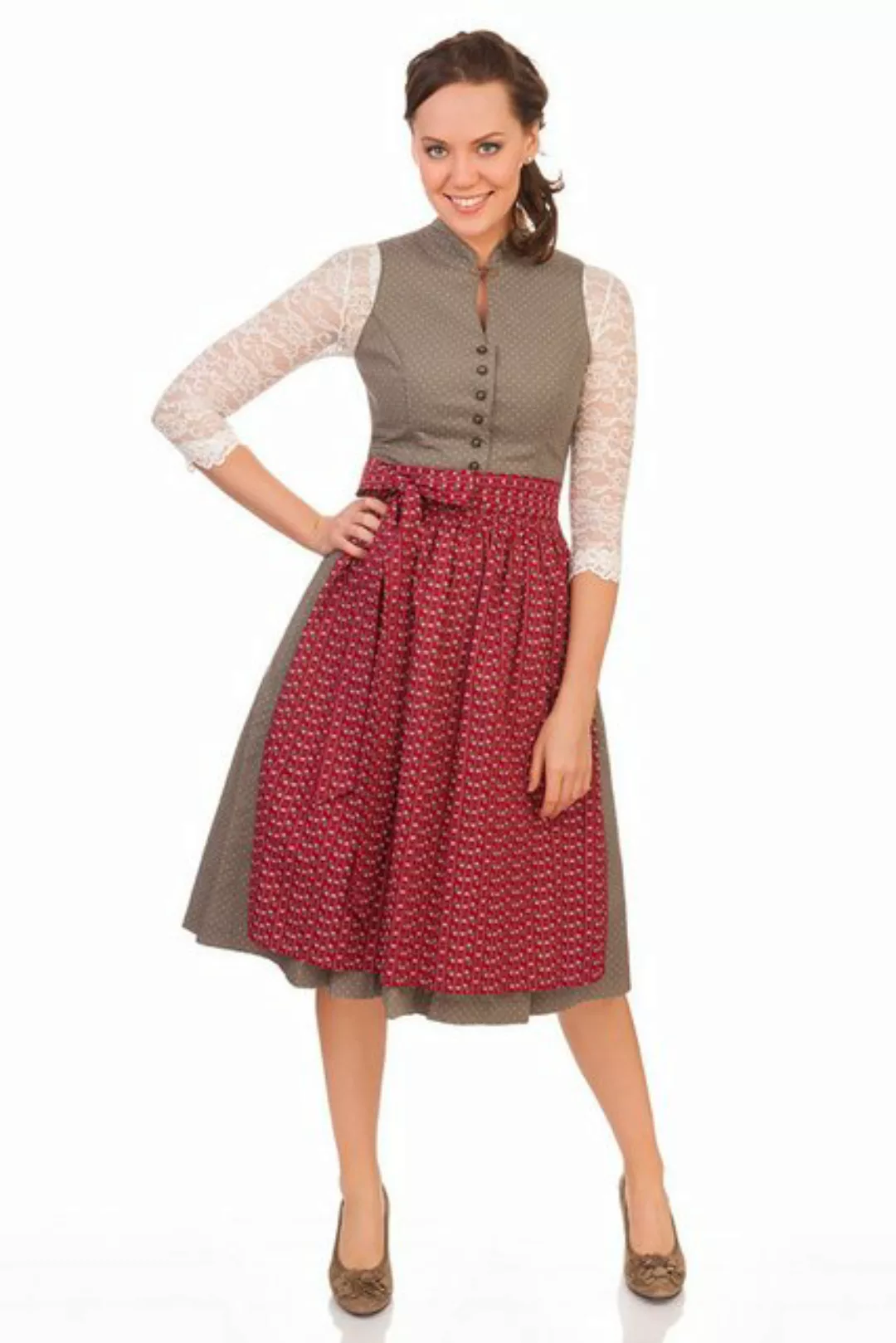 Alpenfee Tracht Dirndl Midi Dirndl 2tlg. - NORA - oliv günstig online kaufen