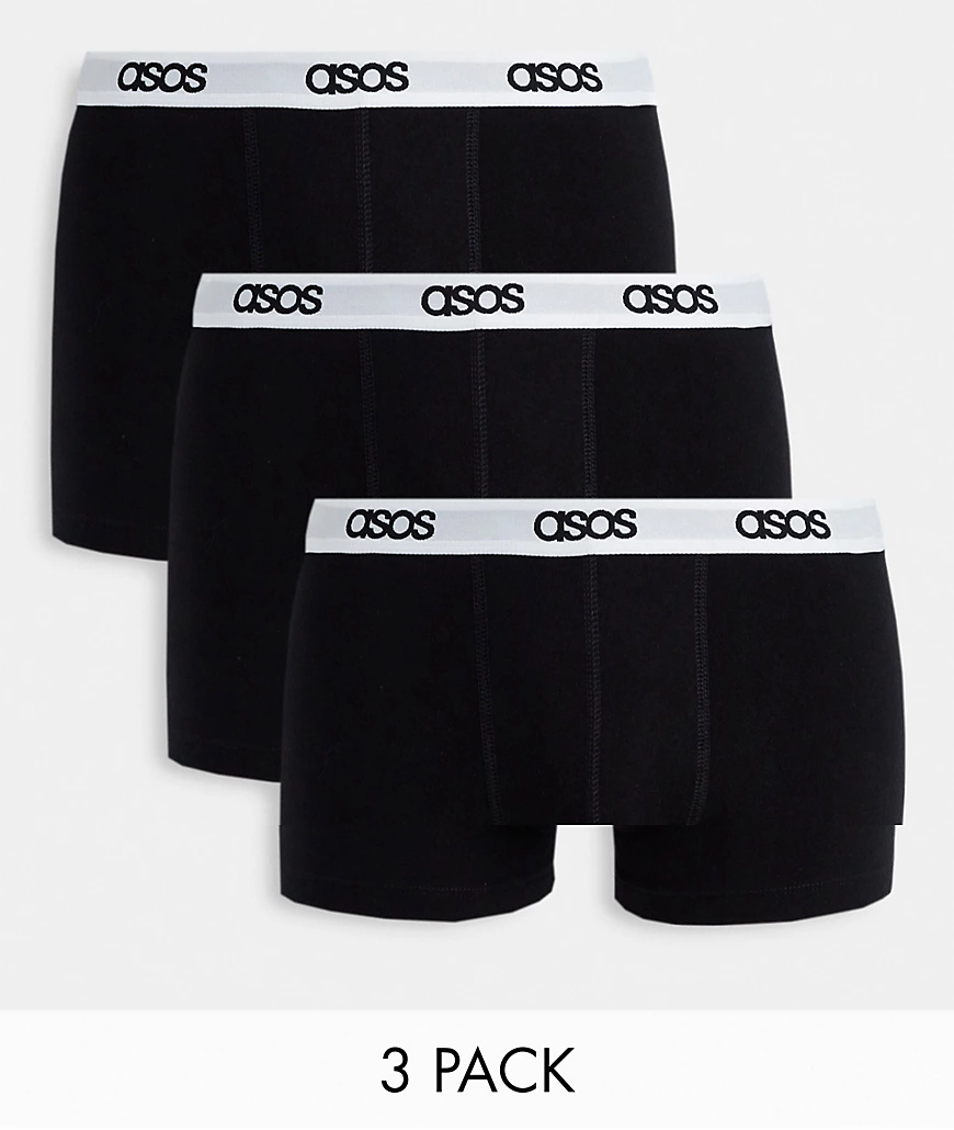 ASOS DESIGN – 3er-Pack Unterhosen in Schwarz mit Logoschriftzug am Bund günstig online kaufen