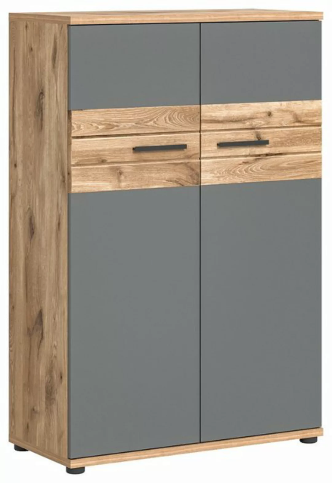 freiraum Aktenschrank Mason in Nox Oak / Basalt Grau - 80x122x37cm (BxHxT) günstig online kaufen