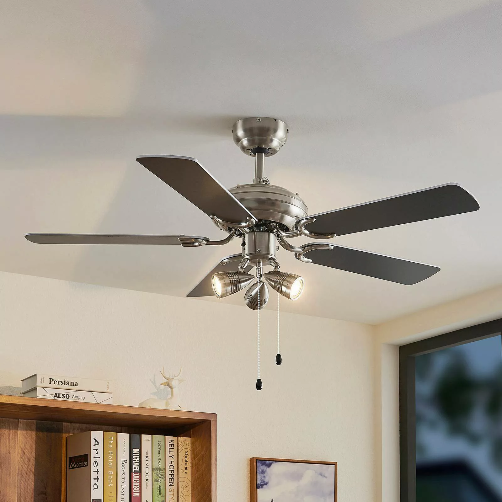 Lindby Deckenventilator mit Licht Anariki, leise, silber günstig online kaufen