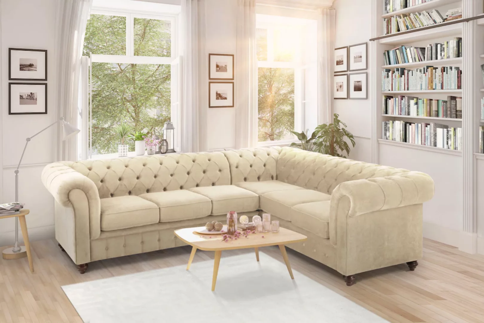 Home affaire Chesterfield-Sofa »Duc Ecksofa L-Form«, hochwertige Knopfheftu günstig online kaufen