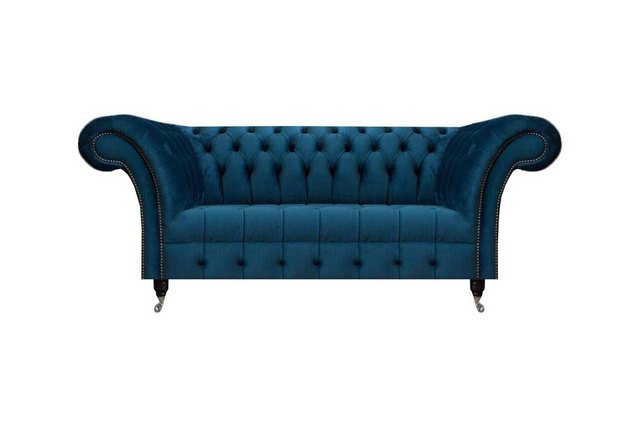 JVmoebel 2-Sitzer Dunkelblaue Chesterfield Polstercouch Designer Wohnzimmer günstig online kaufen