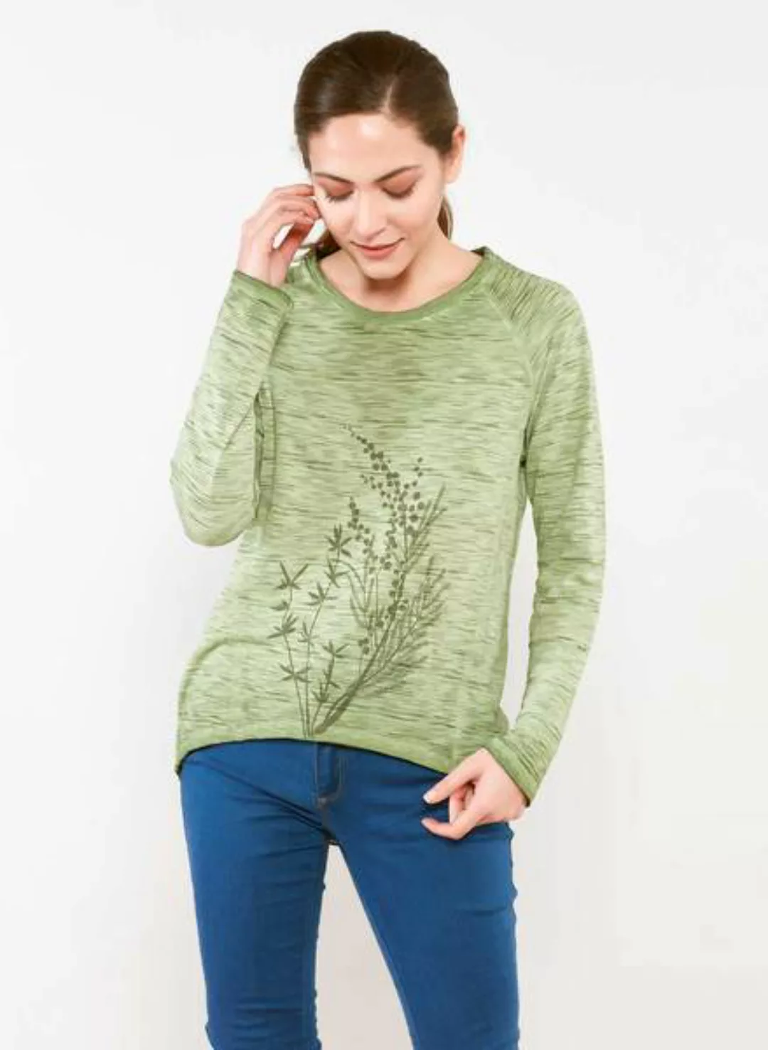 Langarmshirt Aus Bio Baumwolle Mit Rundhalsausschnitt günstig online kaufen