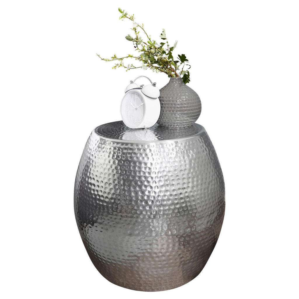 Beistelltisch 42 x 42 x 42 cm Aluminium Silber Dekotisch Orientalisch Rund günstig online kaufen