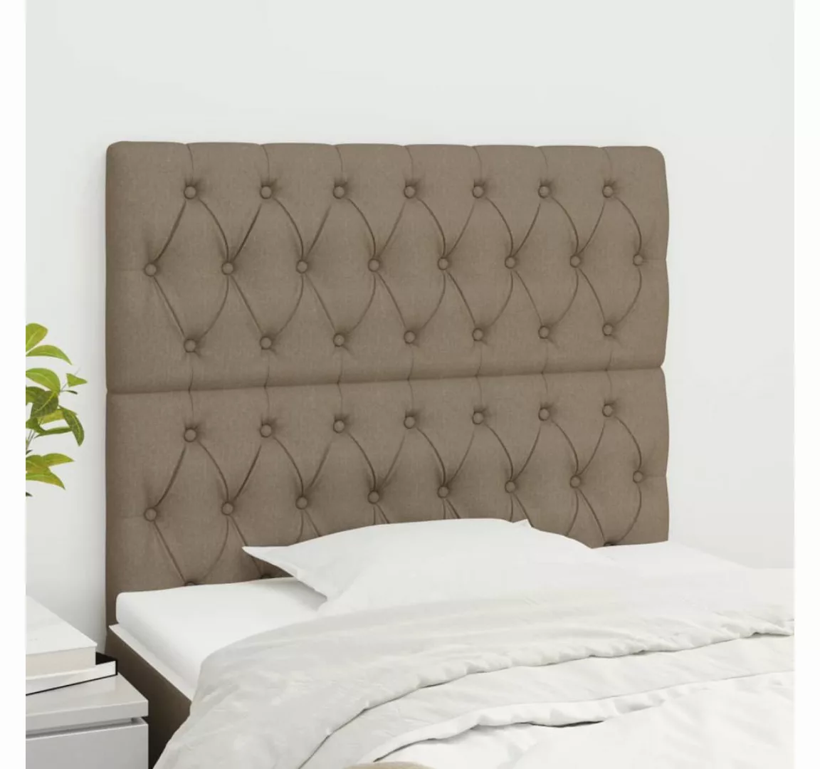 vidaXL Bett, Kopfteile 2 Stk. Taupe 100x7x78/88 cm Stoff günstig online kaufen