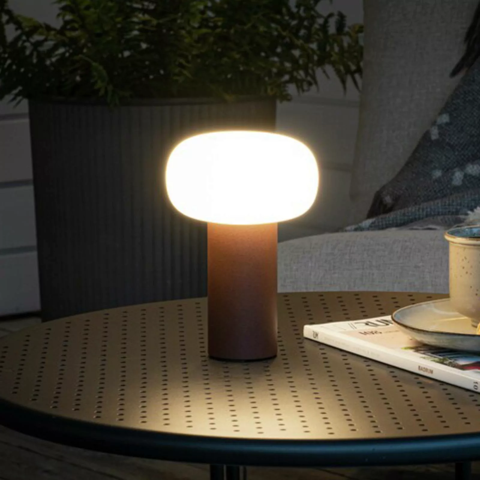 LED-Tischleuchte Antibes, IP54, Akku, RGBW, rost günstig online kaufen