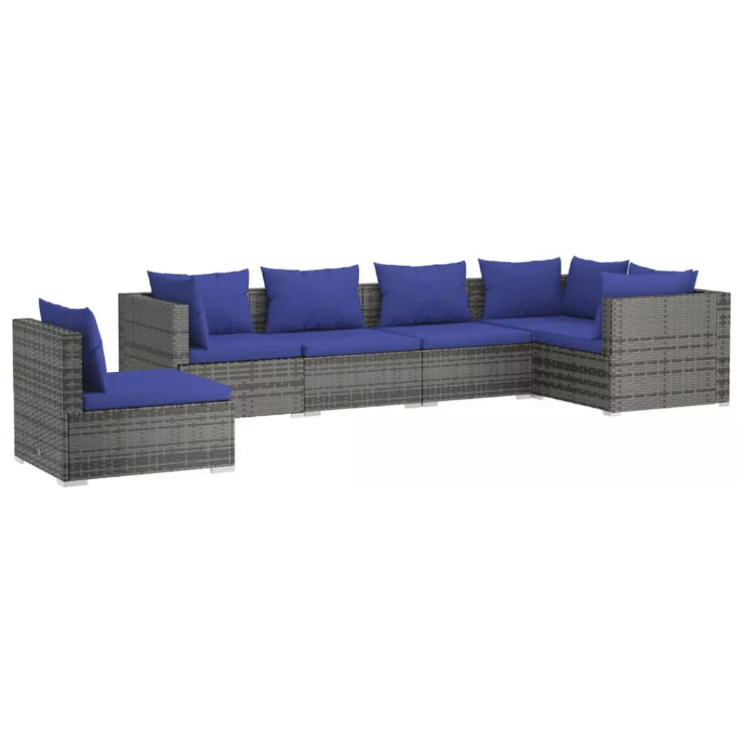 Vidaxl 6-tlg. Garten-lounge-set Mit Kissen Poly Rattan Grau günstig online kaufen