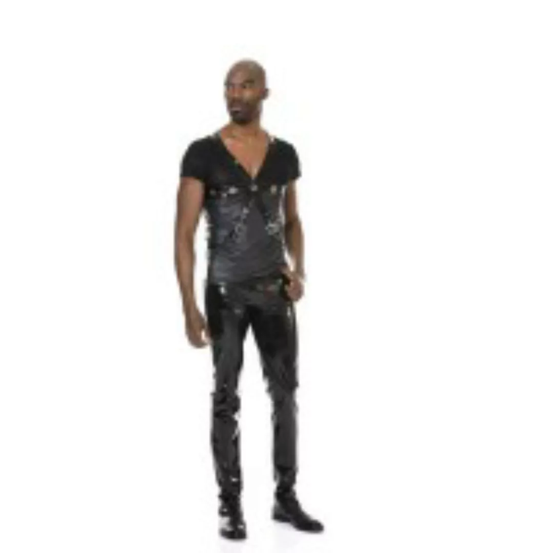 Wetlook Shirt mit Lackschnallen günstig online kaufen