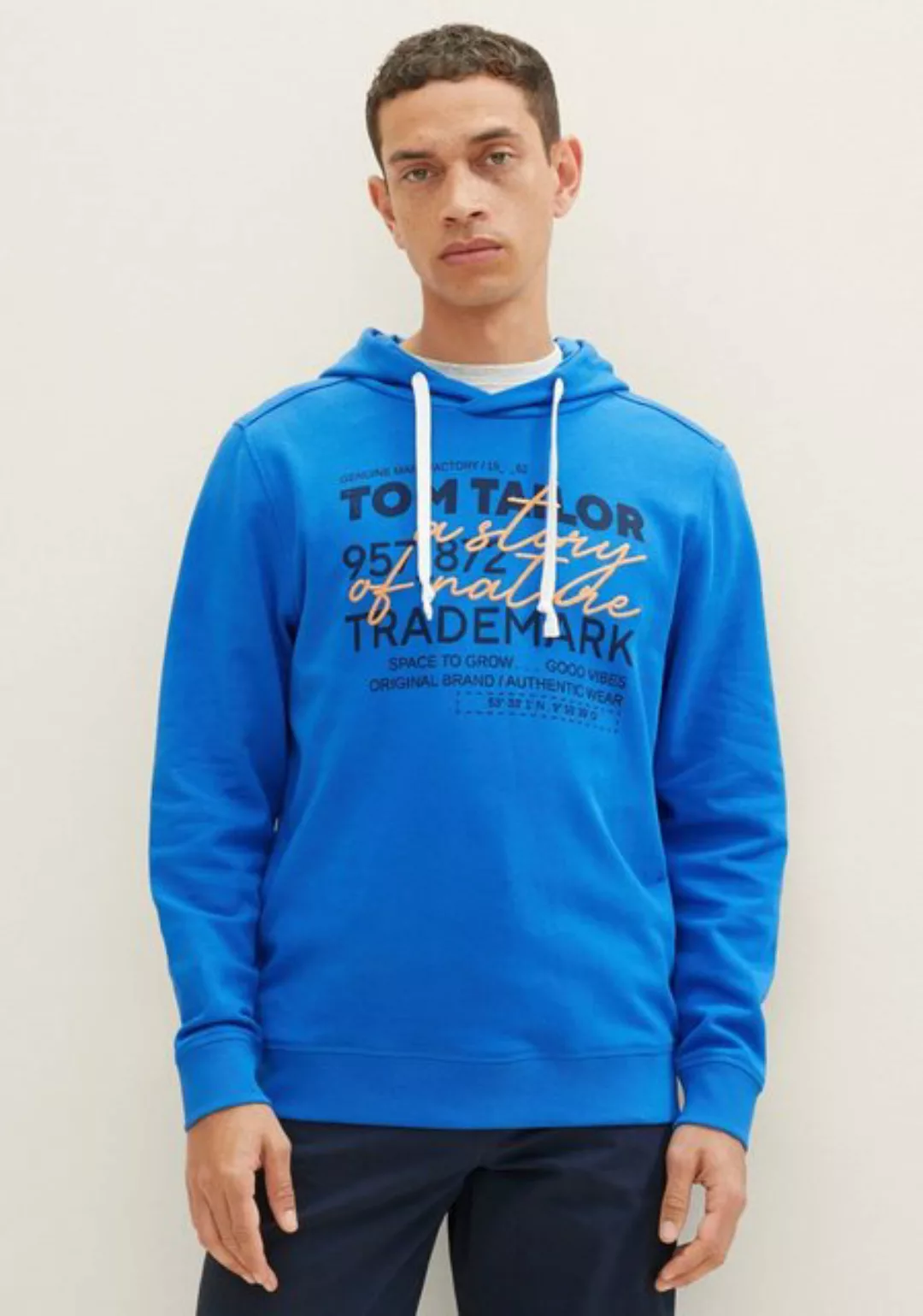 TOM TAILOR Kapuzensweatshirt mit lässigem Frontprint + Stickerei günstig online kaufen