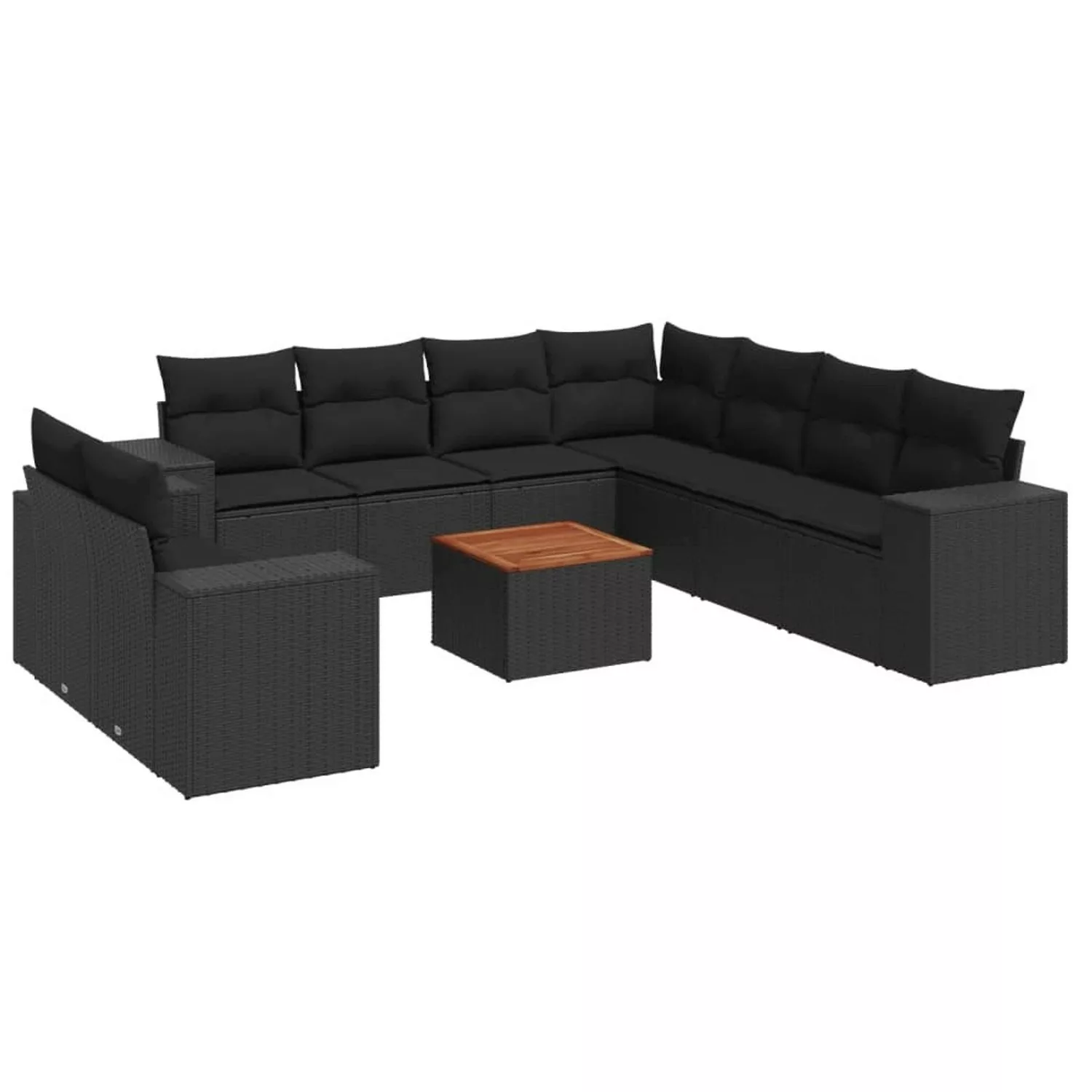 vidaXL 10-tlg Garten-Sofagarnitur mit Kissen Schwarz Poly Rattan Modell 118 günstig online kaufen