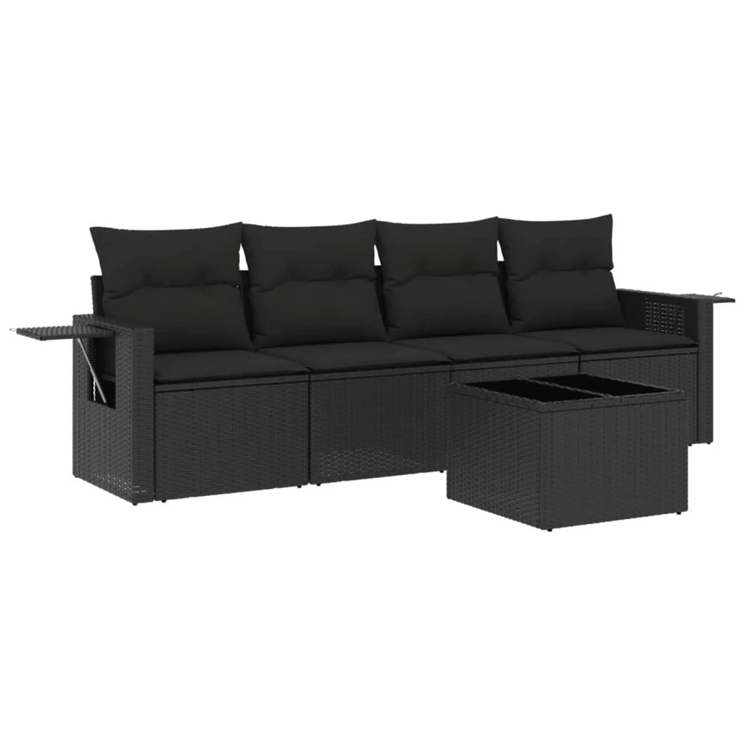 vidaXL 5-tlg Garten-Sofagarnitur mit Kissen Schwarz Poly Rattan Modell 136 günstig online kaufen