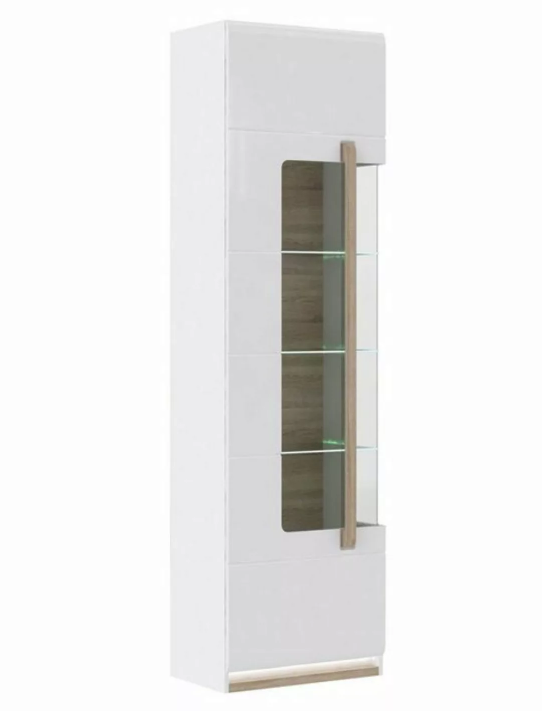 expendio Vitrine Aubry 6 Hochglanz weiß / Sonoma Eiche 61x210x35 cm mit LED günstig online kaufen