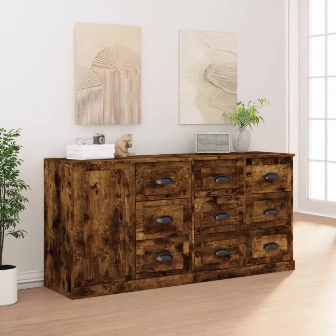 Vidaxl Sideboards 3 Stk. Räuchereiche Holzwerkstoff günstig online kaufen