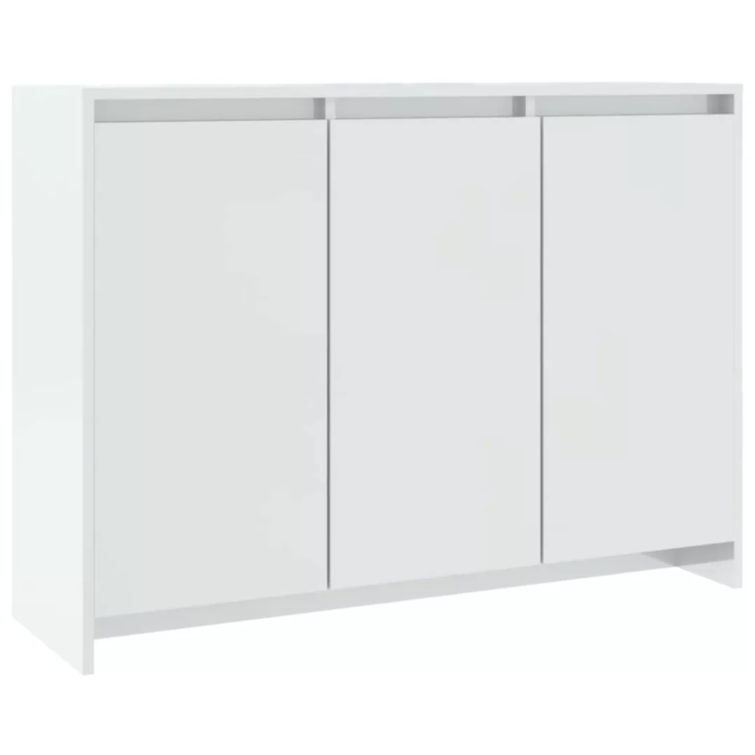 Sideboard Hochglanz-weiß 102x33x75 Cm Spanplatte günstig online kaufen