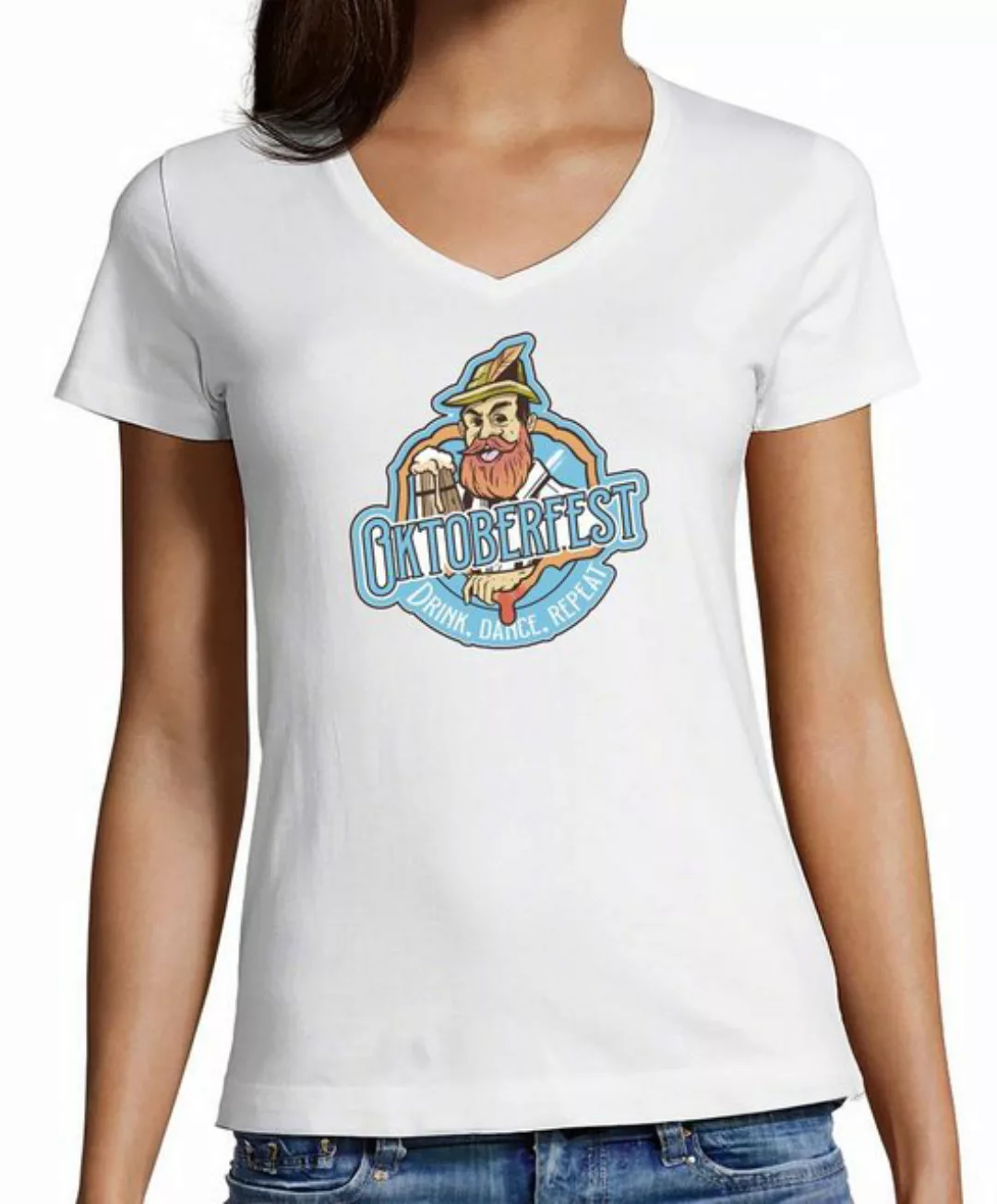 MyDesign24 T-Shirt Damen Oktoberfest T-Shirt - Oktoberfest Drink, Dance, Re günstig online kaufen