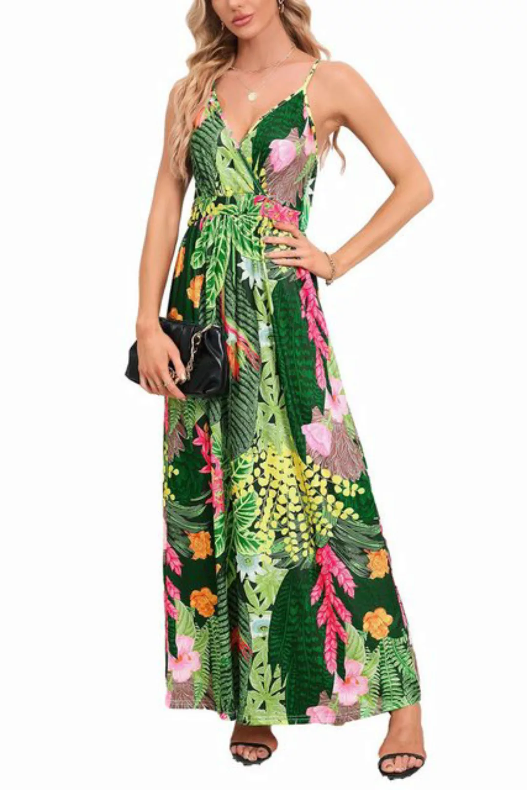 B.X Strandkleid Damen Sommer-Lässiges für tropisches Blumenmuster lange Kle günstig online kaufen