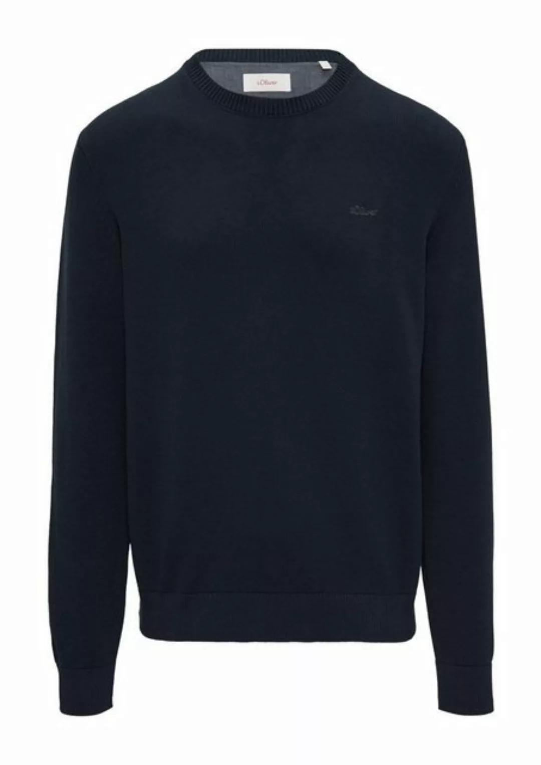 s.Oliver Strickpullover Wärmender Baumwollpullover mit Logo-Stickerei Logo günstig online kaufen