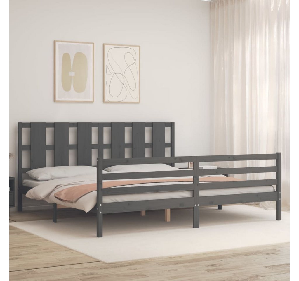 vidaXL Bett Massivholzbett mit Kopfteil Schwarz 200x200 cm günstig online kaufen