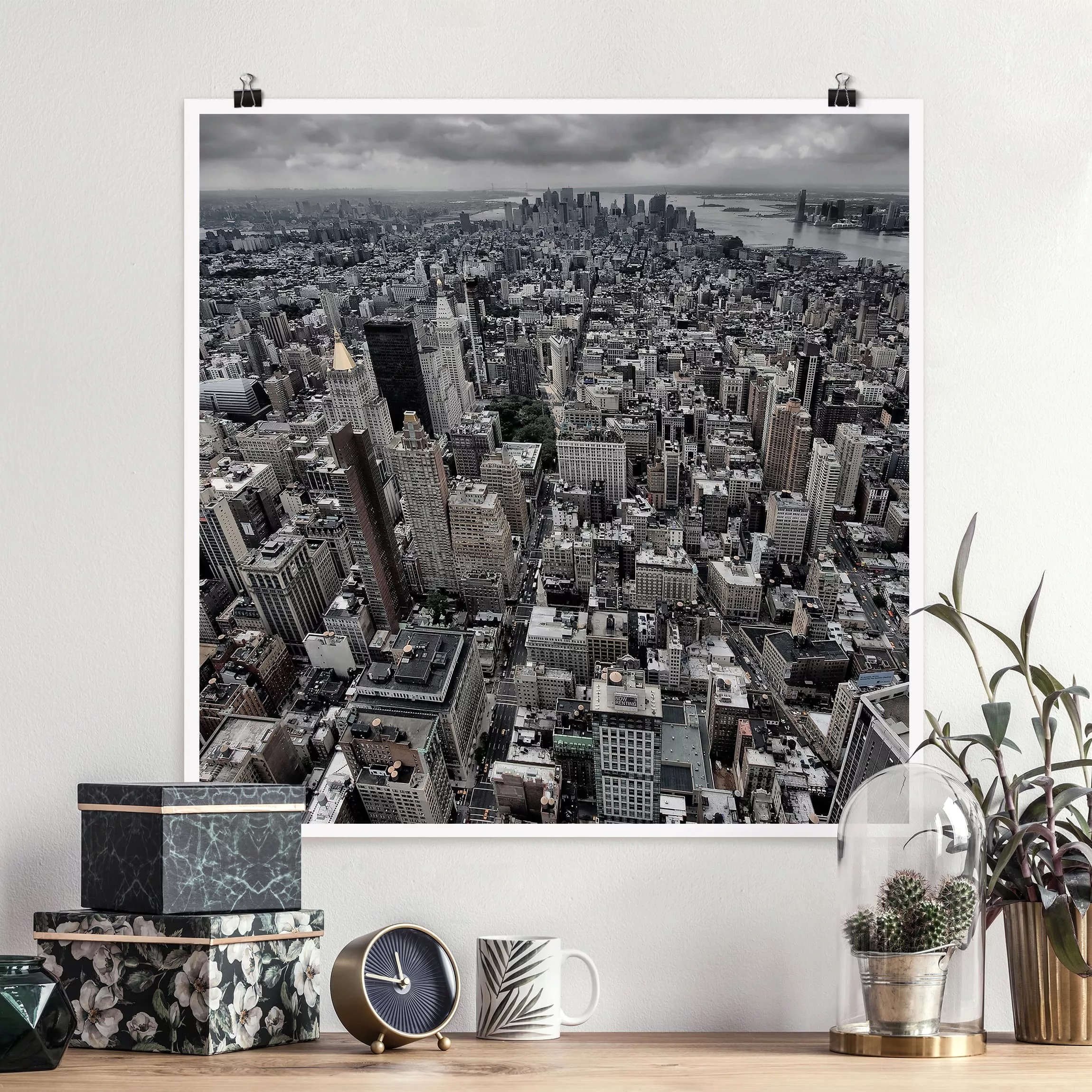 Poster Architektur & Skyline - Quadrat Blick über Manhattan günstig online kaufen