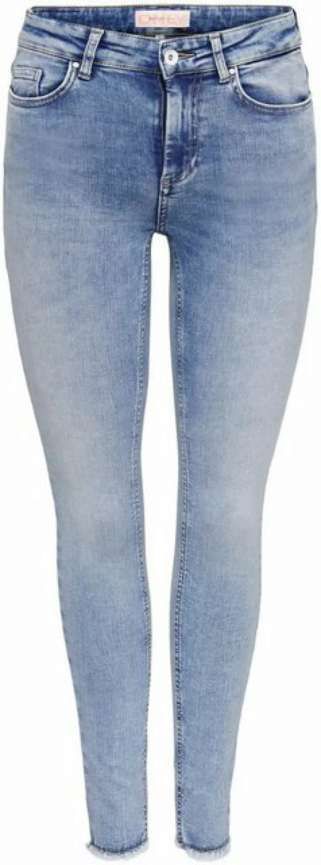 Only Damen Jeans ONLBLUSH MID SK ANK RAW DNM REA694 - Skinny Fit - Blau - M günstig online kaufen