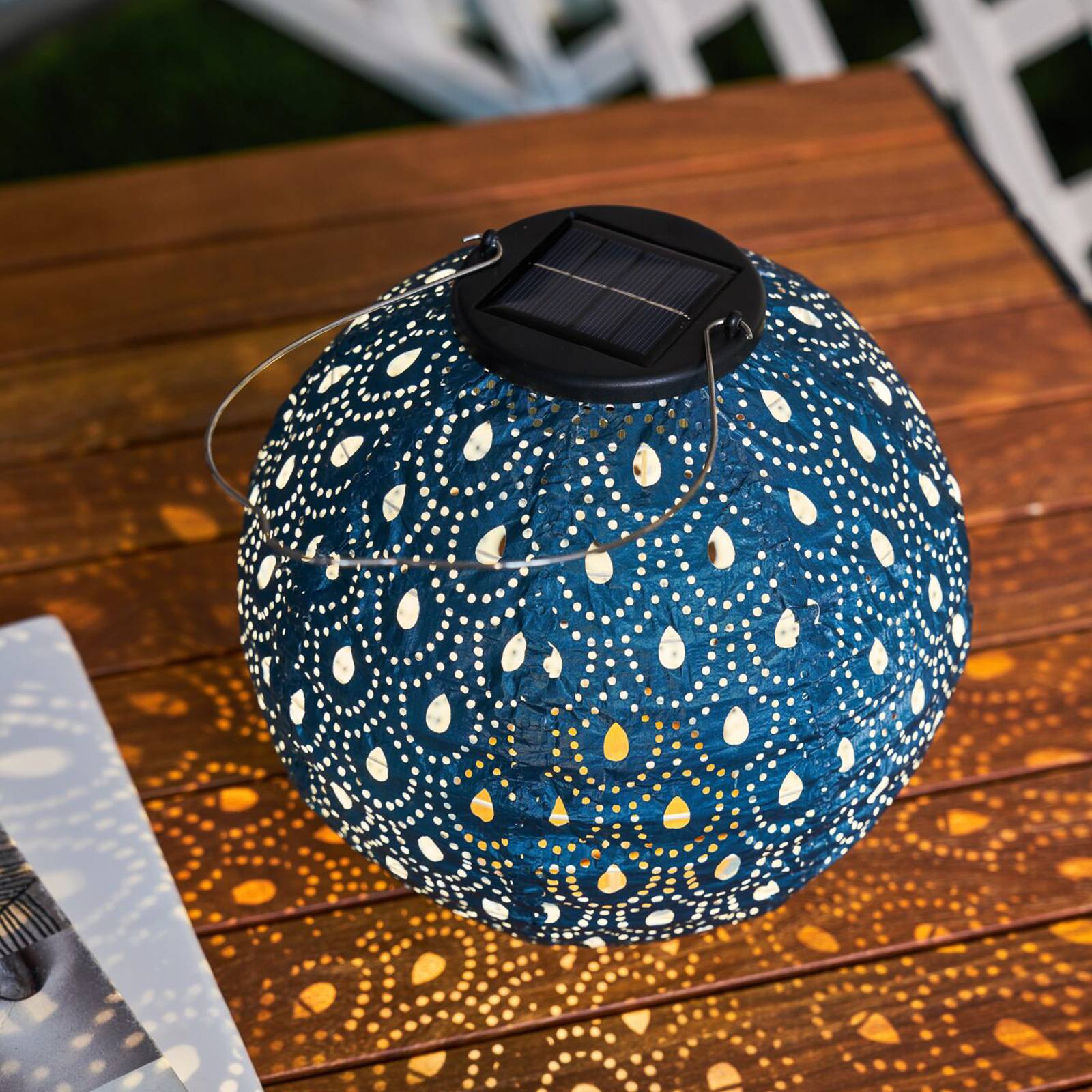 Pauleen LED Laterne »Sunshine Charm Lampion Solar blau Tyvek Vlies«, 1 flam günstig online kaufen